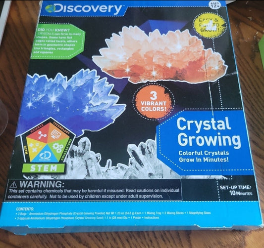 Discovery Crystal Growing Kit 3 Vibrant Colors STEM Learning Toy, plus poster