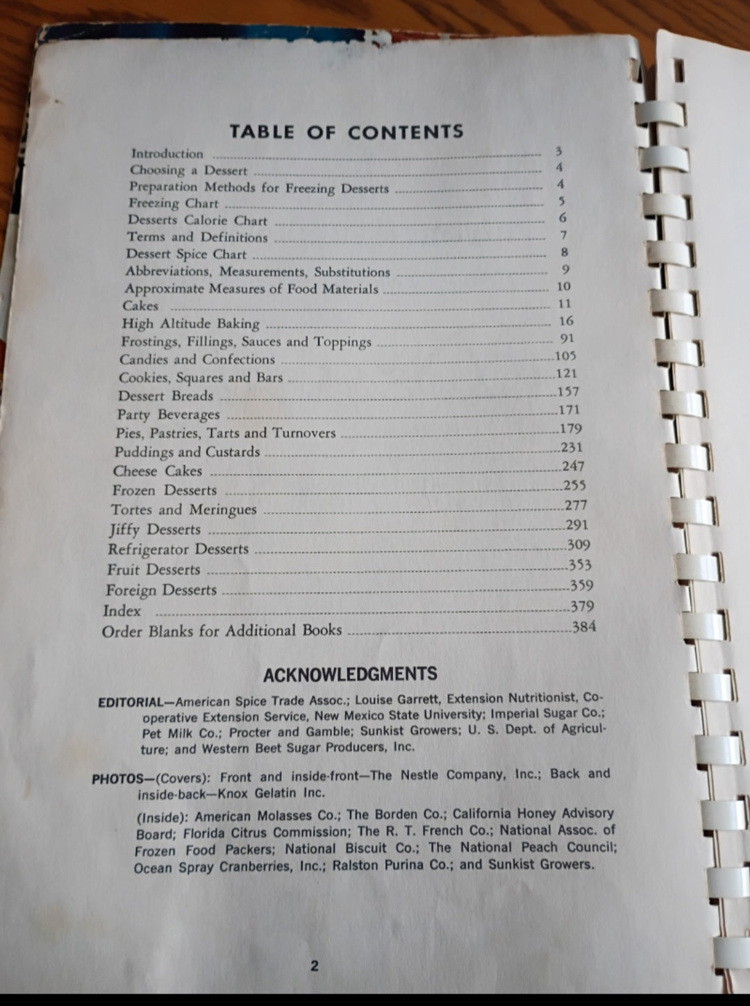 Vintage Cookbook spiral Desserts of Home Economics Teachers  Dessert Edition