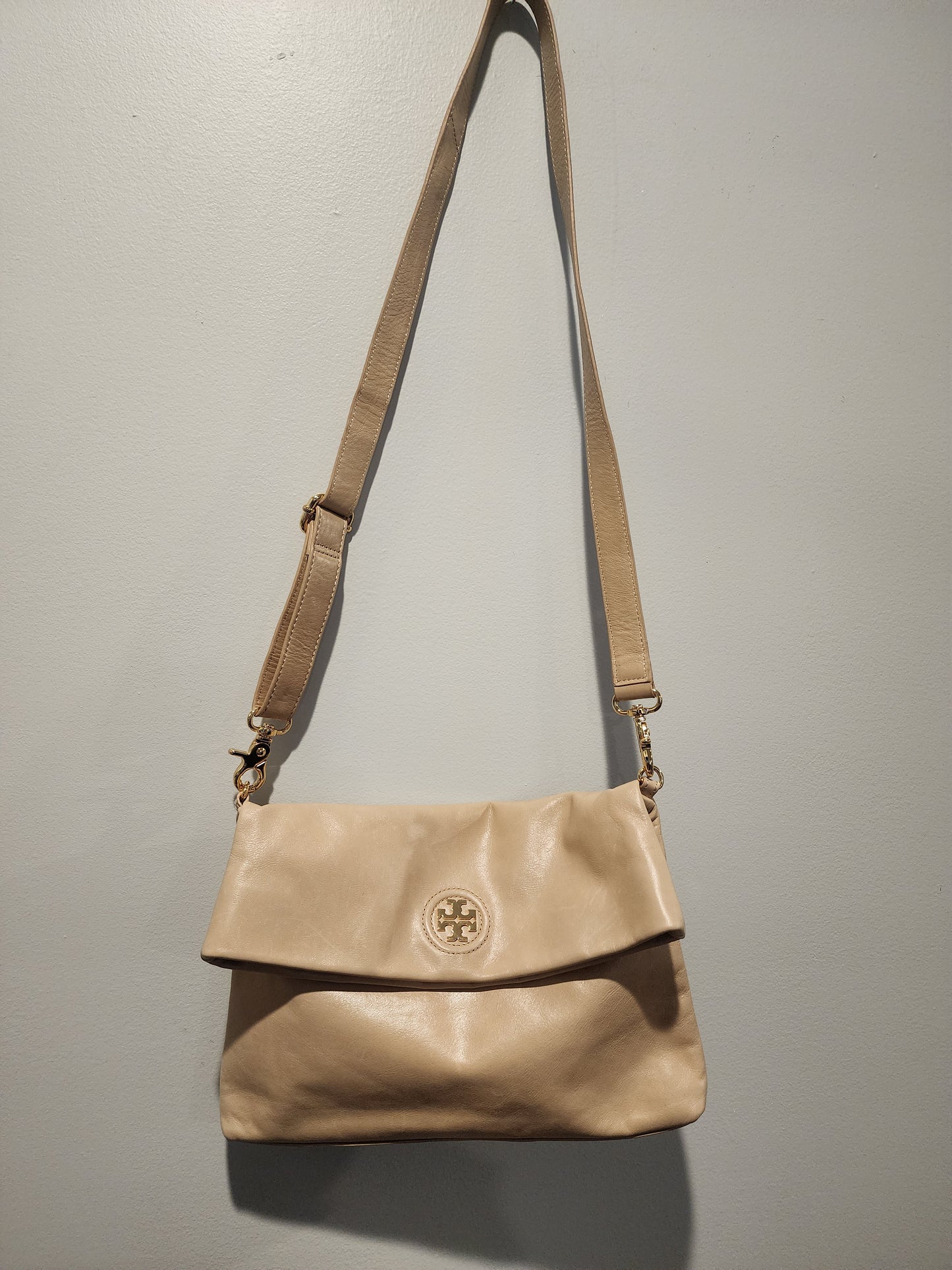 Tory Burch Fold Over Leather Crossbody Bag -