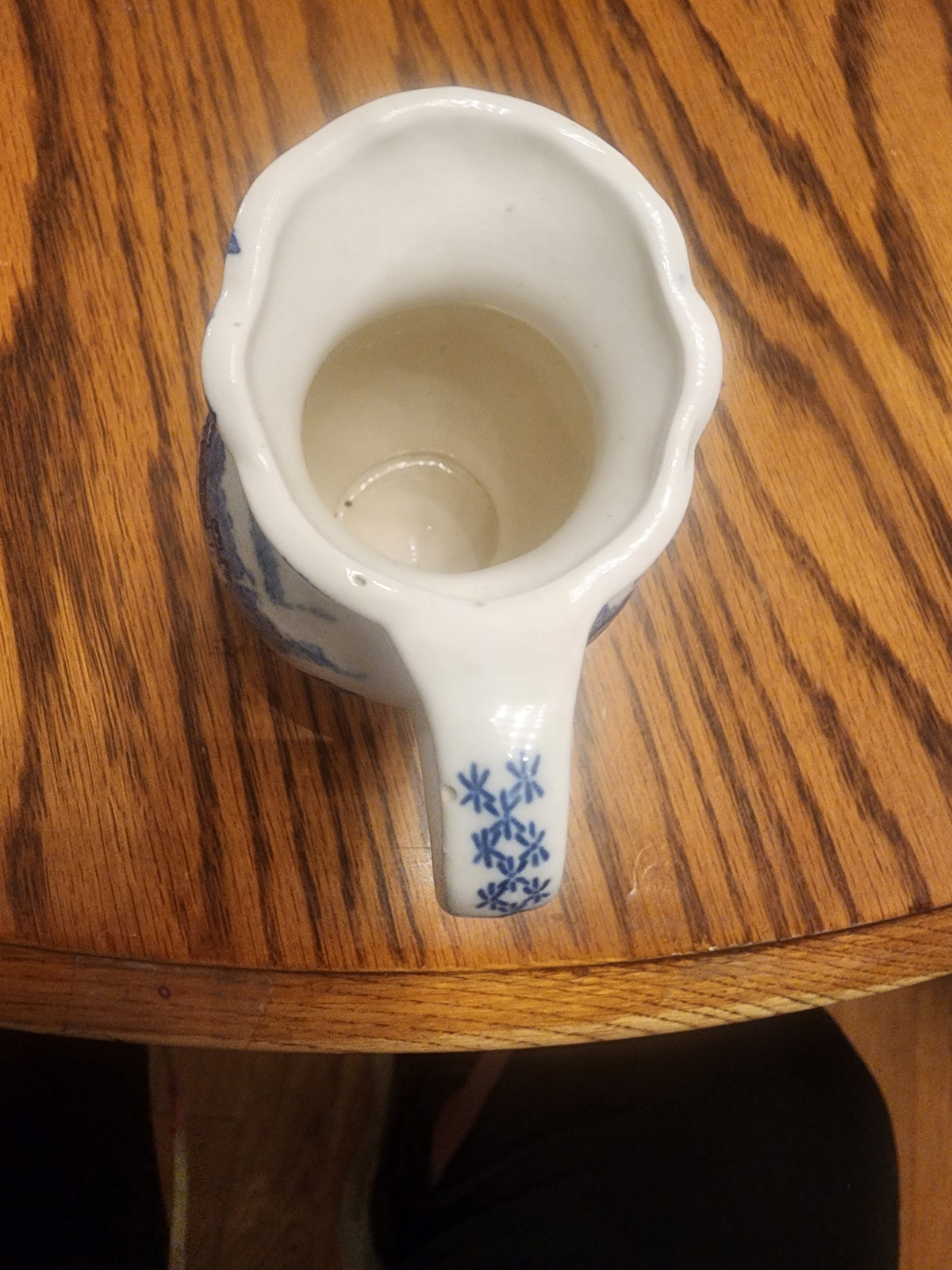 Vintage Blue and White Miniature Pitcher - Castle Scenic Design