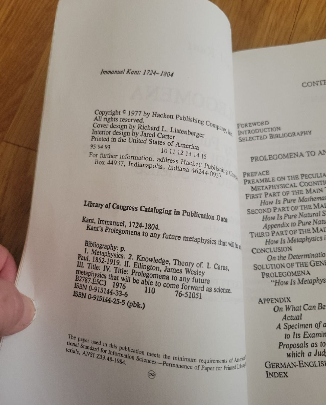 Prolegomena to Any Future Metaphysics That Will Be Able to Come Forward As Science