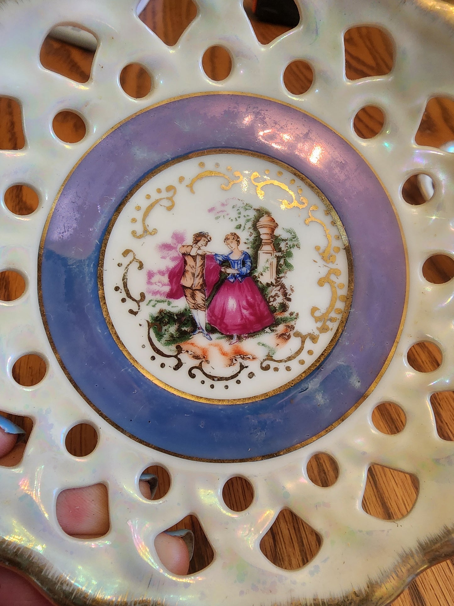 Vintage Arnart Japan Reticulated Lusterware Bowls - Set of 3 - Courting Couple