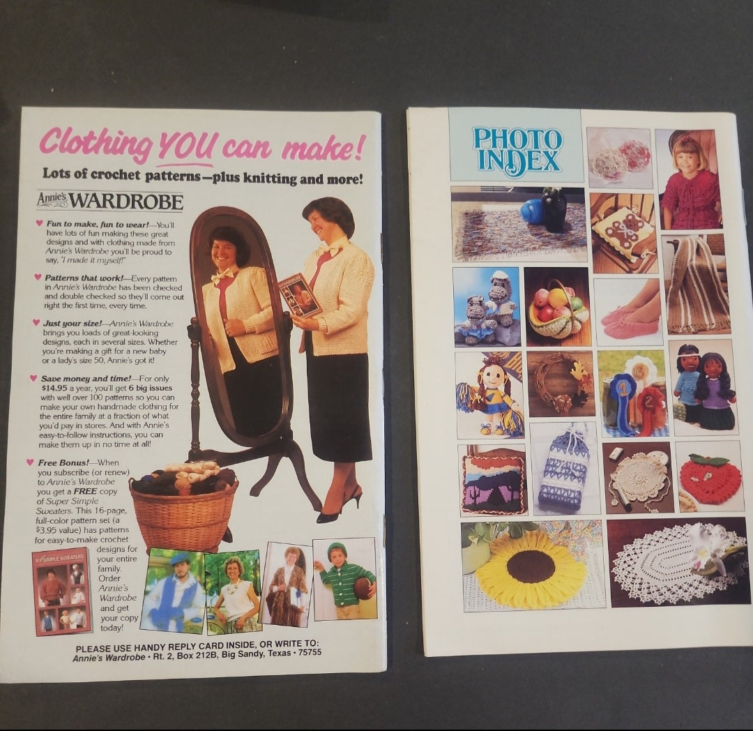 Lot of 2 Vintage Annie's Crochet Pattern Books, Cold weather Crochet 1980s