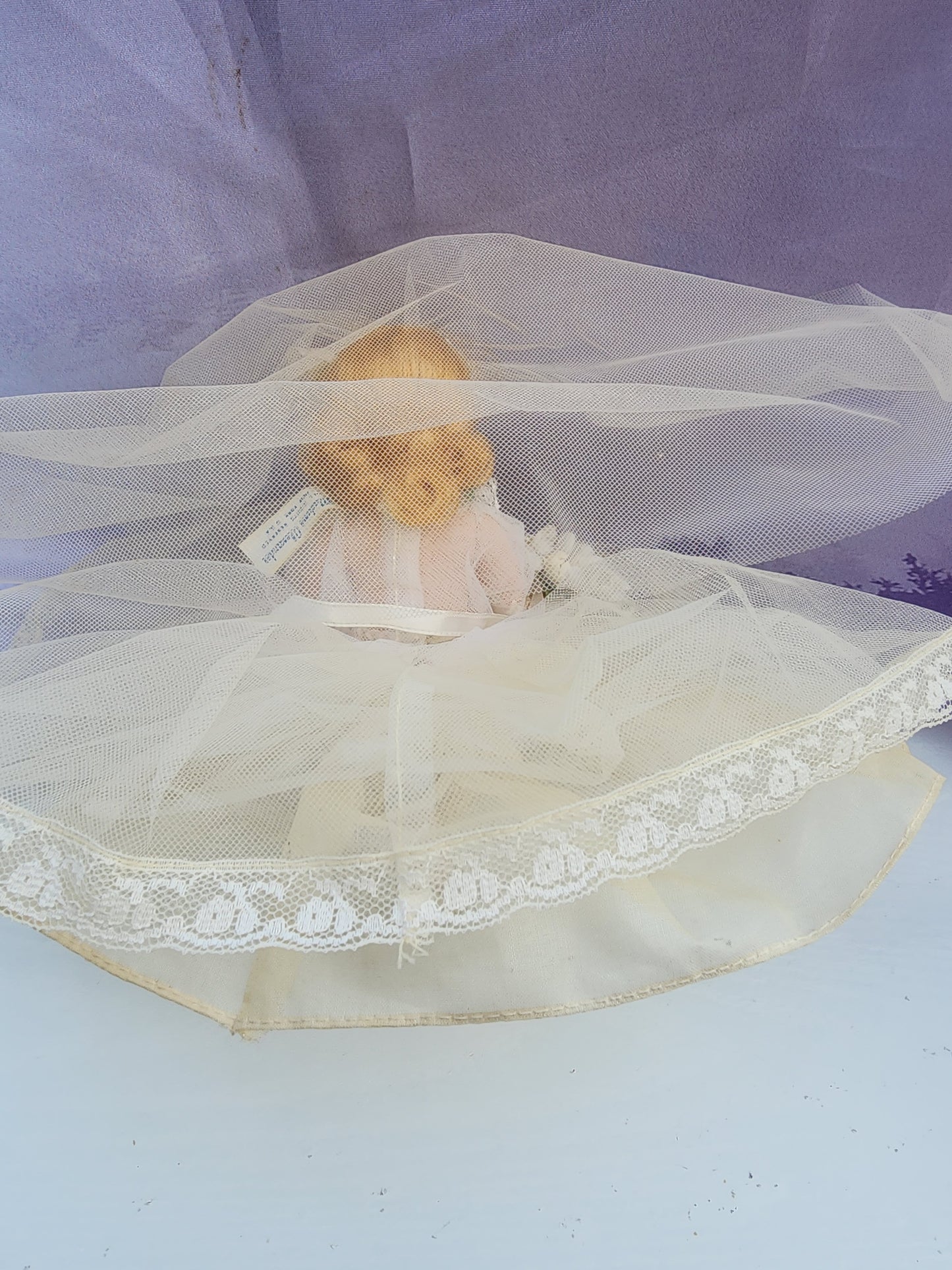 755 MADAME ALEXANDER DOLL  8" WEDDING BRIDE BLONDE shoes & matching garter belt