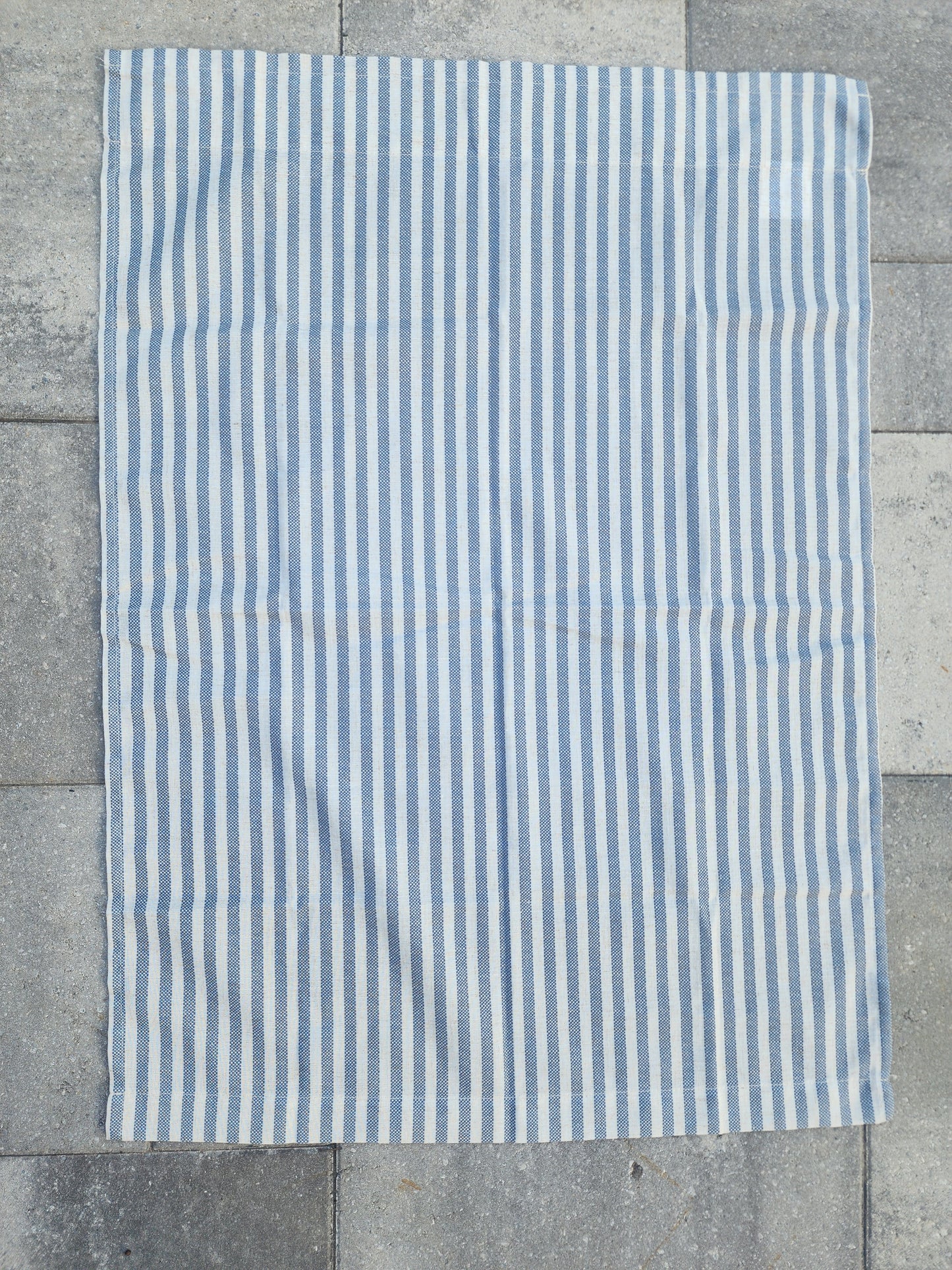 Coastal or Farmhouse Blue & cream Striped Curtains - Short Panels (Set of 2)