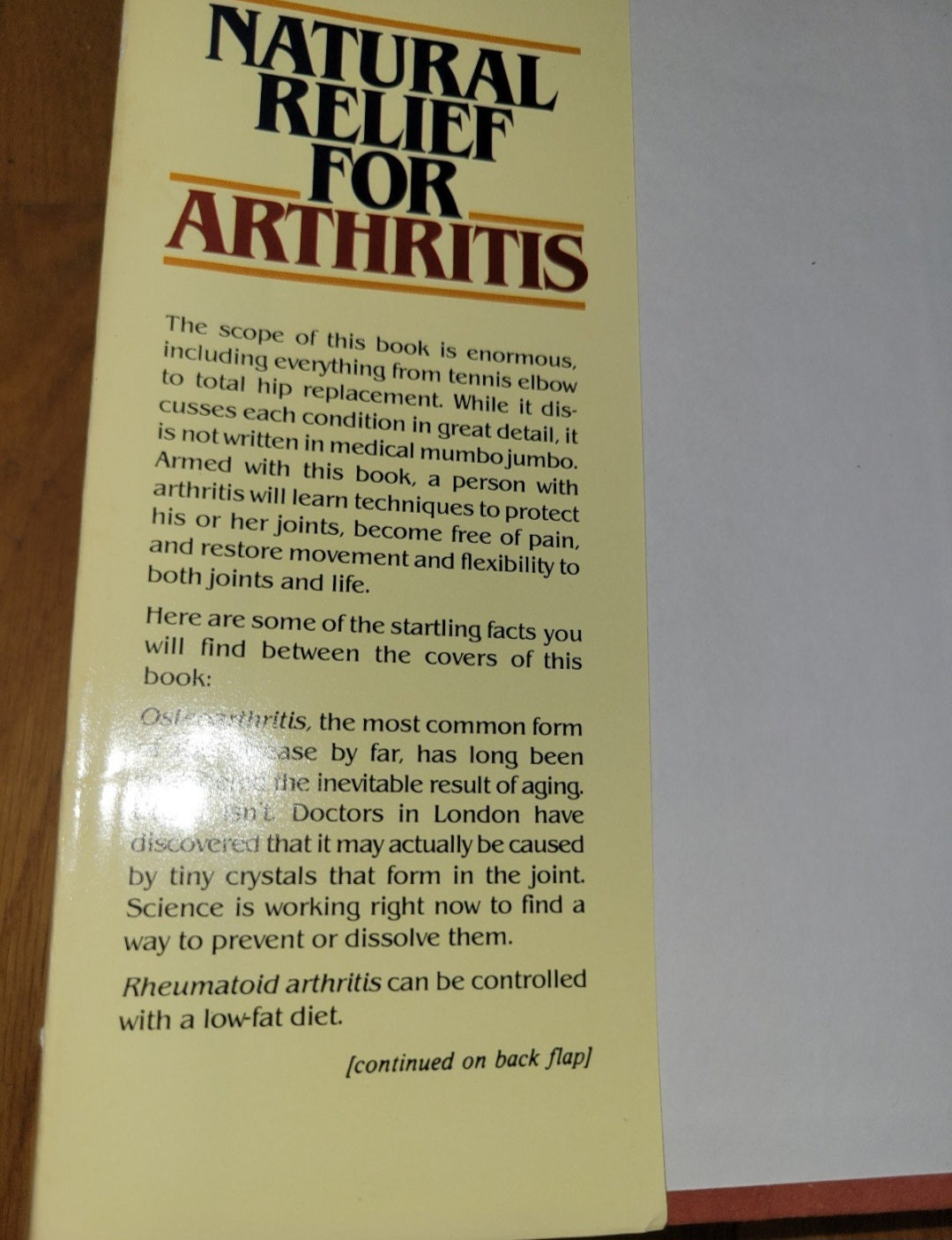 Natural Relief for Arthritis HB book by Carol Keough