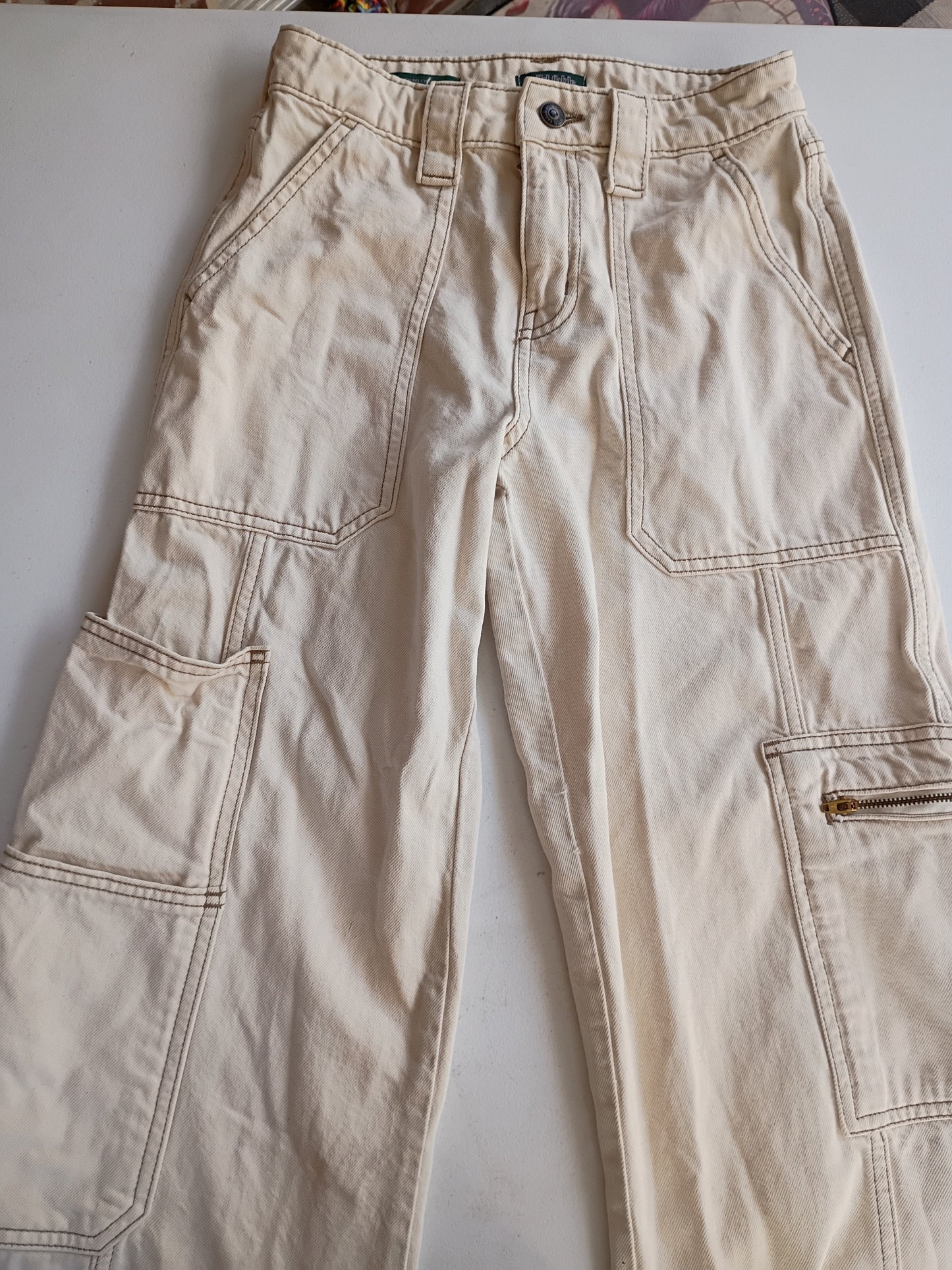 Wild Fable Cream high rise cargo jeans wide legs