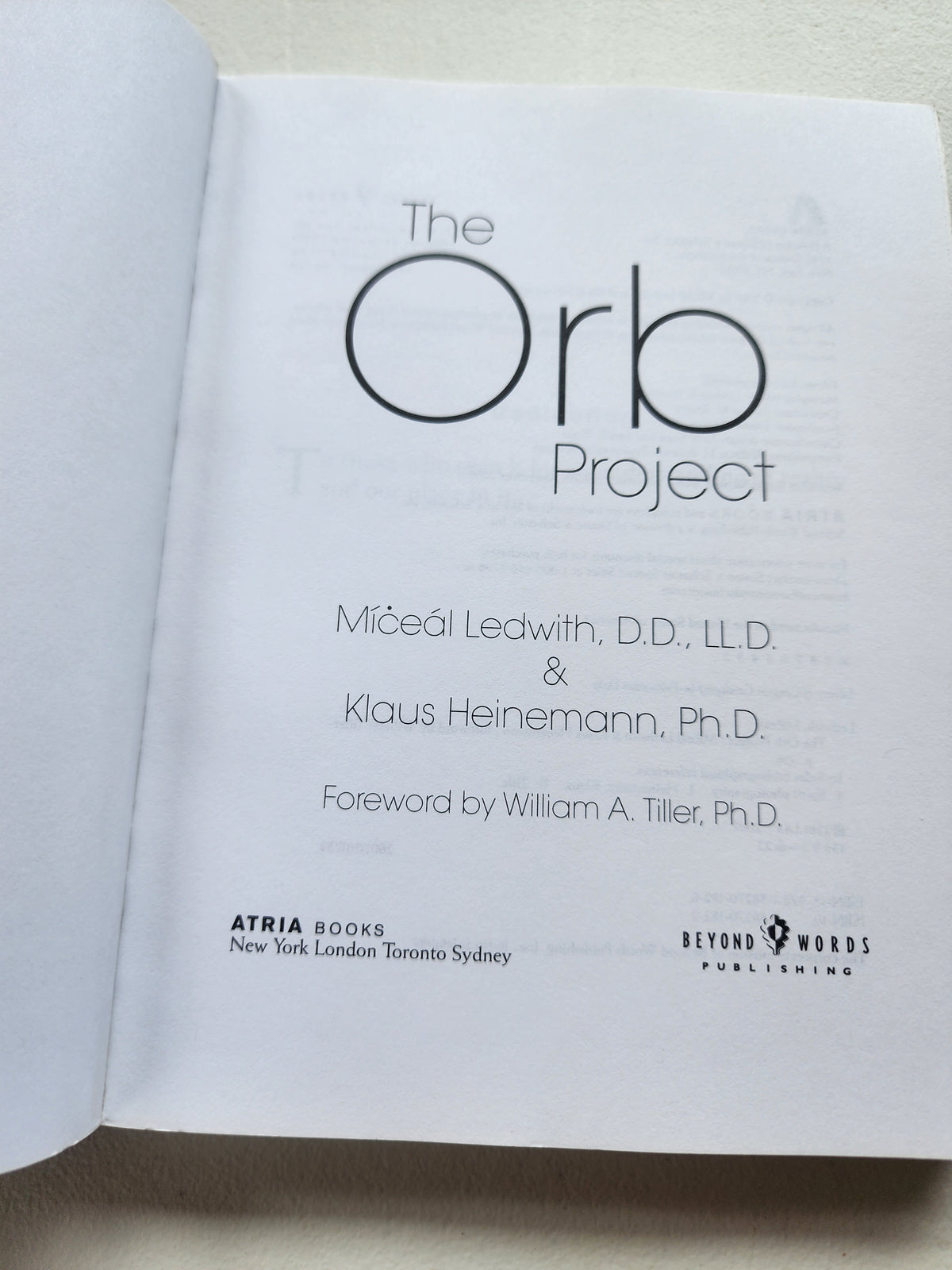 The Orb Project by Mícheál Ledwith & Klaus Heinemann, Paranormal PB Book
