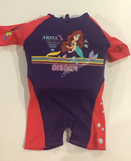 Disney Princess Ariel mermaid Purple Pink Swimsuit life Jacket Combo 3T-5 (35-50 lbs.)