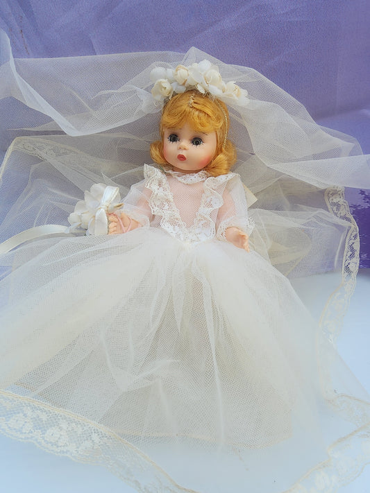 755 MADAME ALEXANDER DOLL  8" WEDDING BRIDE BLONDE shoes & matching garter belt