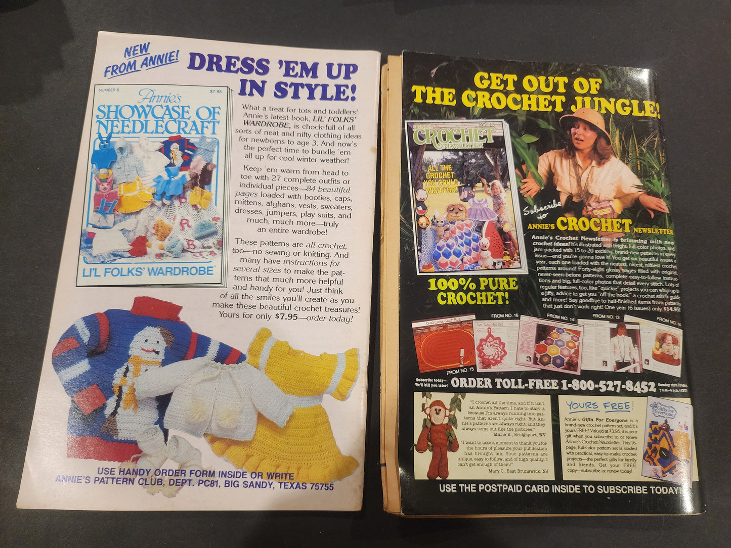 Doll's Annie's Pattern Club Newsletter Booklet & Pattern #39 1986 & #24 1983 Crochet & Needlecraft patterns