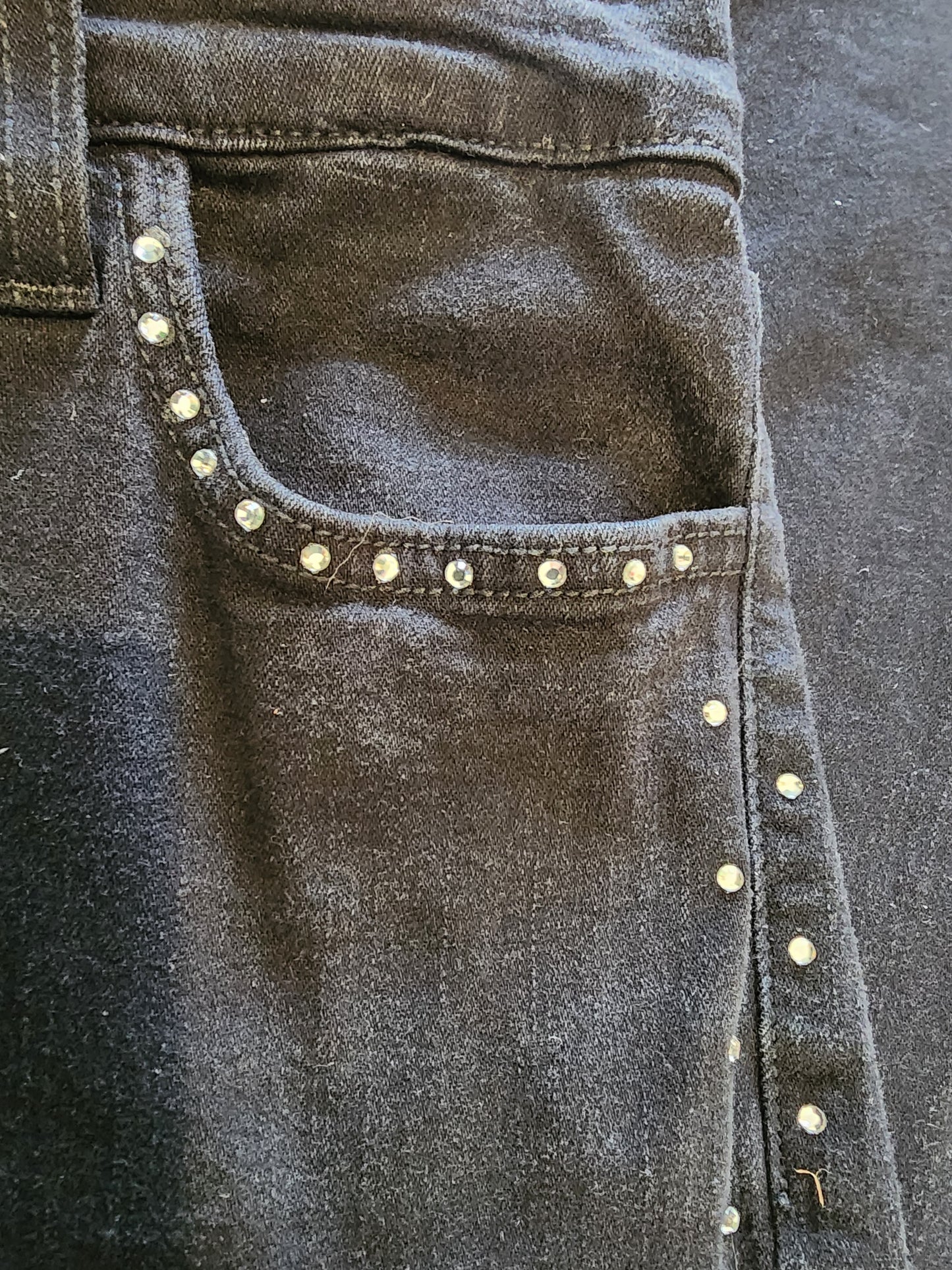 Black Jeans with diamond like studs 6 by NYDJ tummy tuck Jeans