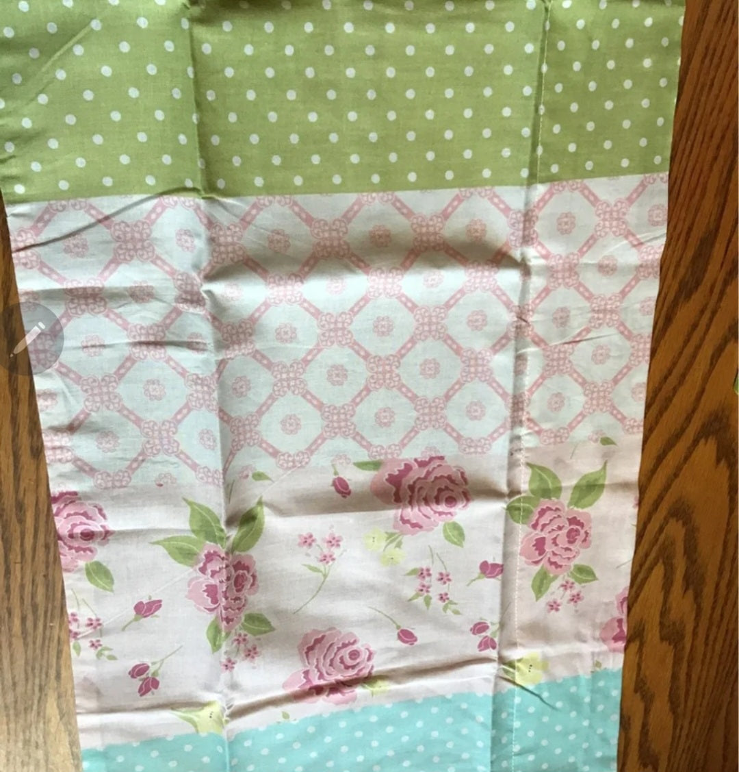 Cabbage Rose Shabby Chic Floral Striped Polka Dot Fabric Valance Curtain