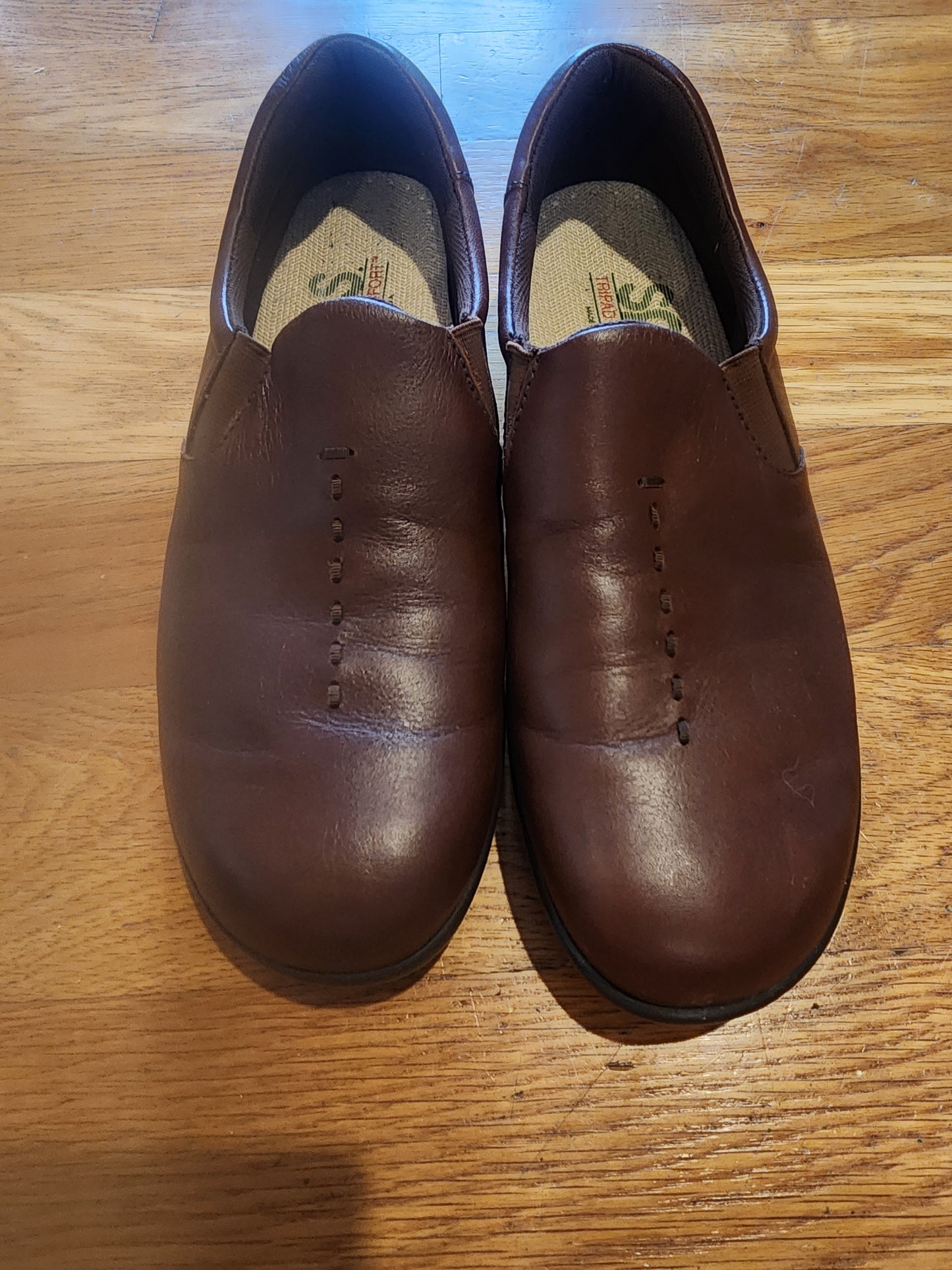 Sas Womens Viva Teak Leather Slip Ons Brown Size 8