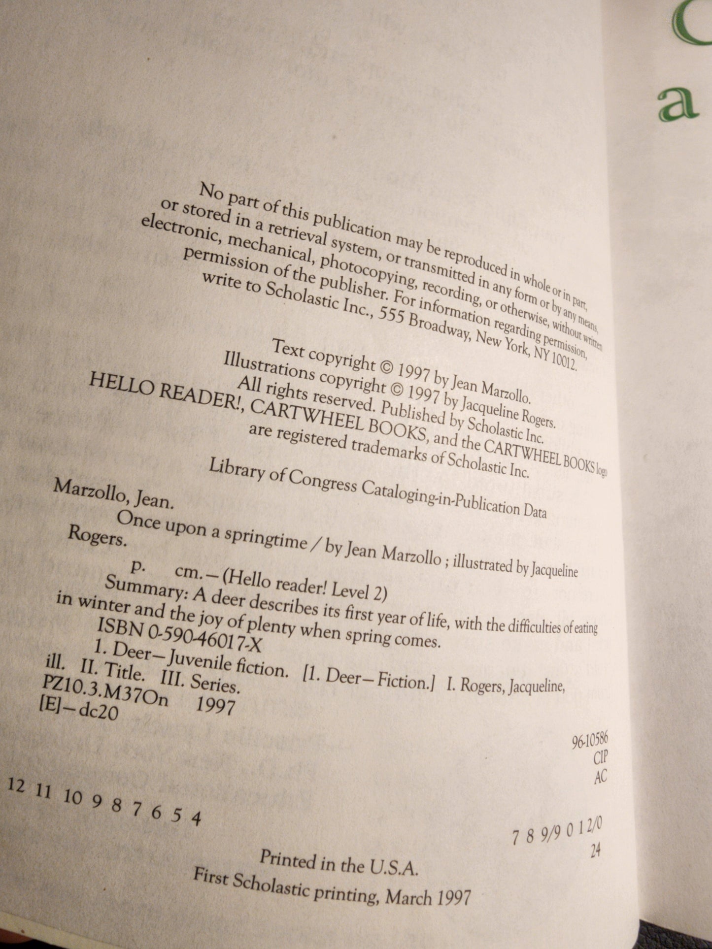 Once Upon a Springtime (Hello Reader, Level 2) paperback book