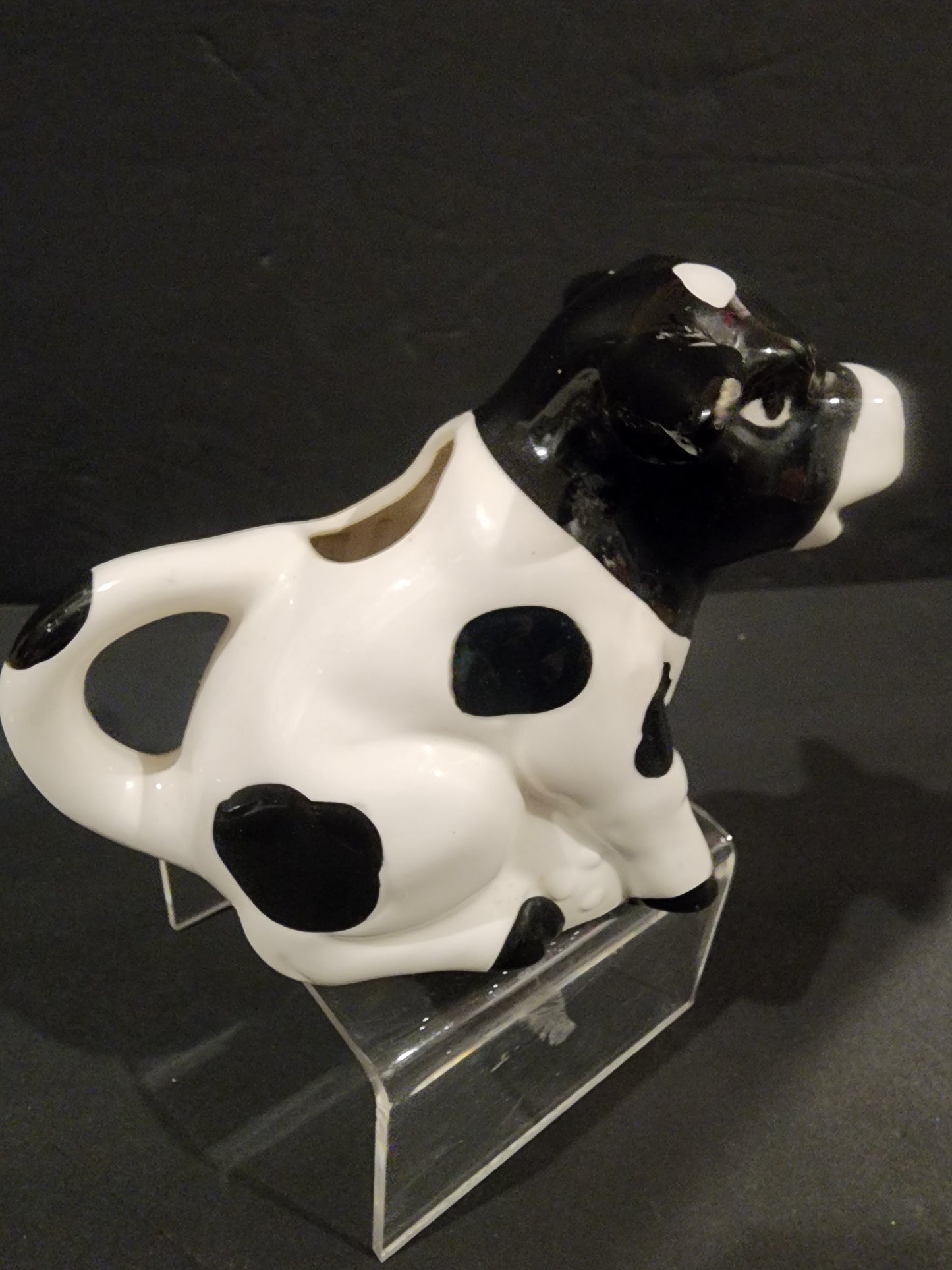Vintage black & white  cow ceramic creamer pitcher Farmhouse