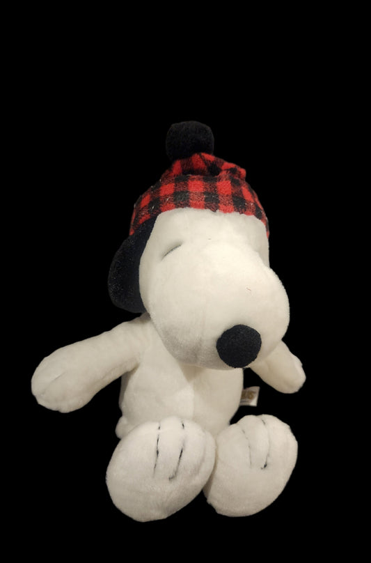 Aurora Snoopy Plush Stuffed Animal Red Black Plaid Winter Hat Peanuts 2024 12"