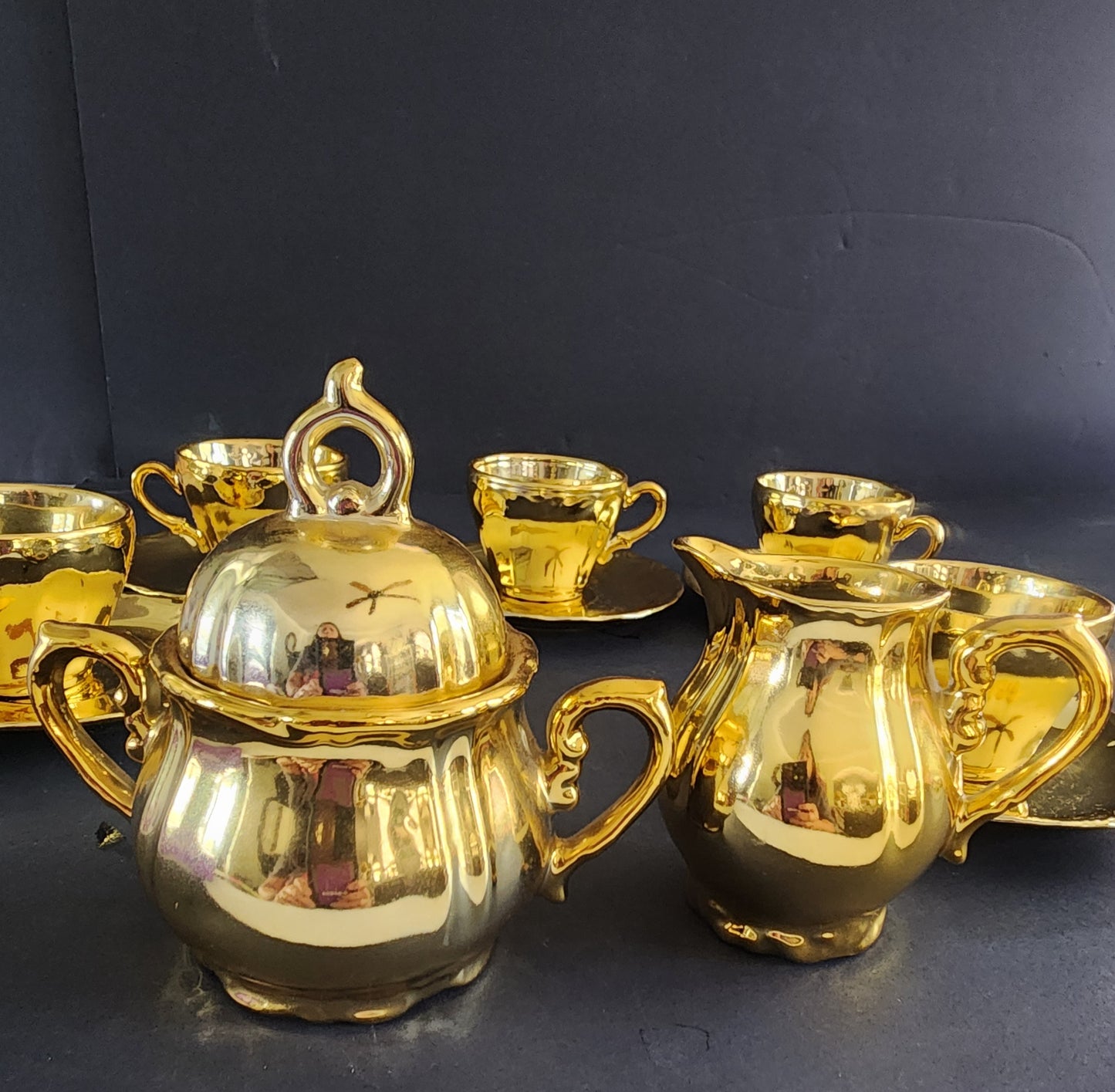 Vintage Gold Plated Coffee Tea Set 15 PC set  Made in Japan