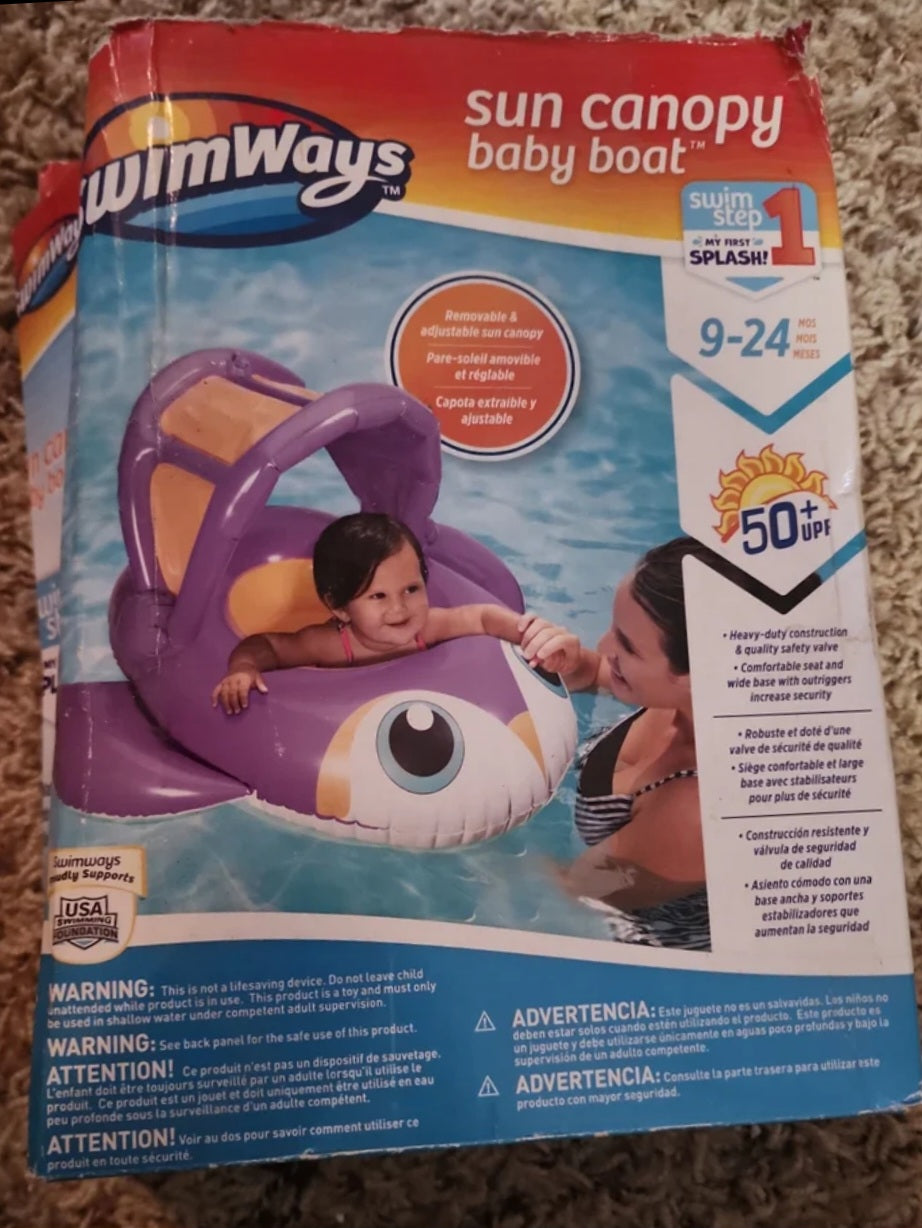 Sun Canopy Baby Boat Float - penguin