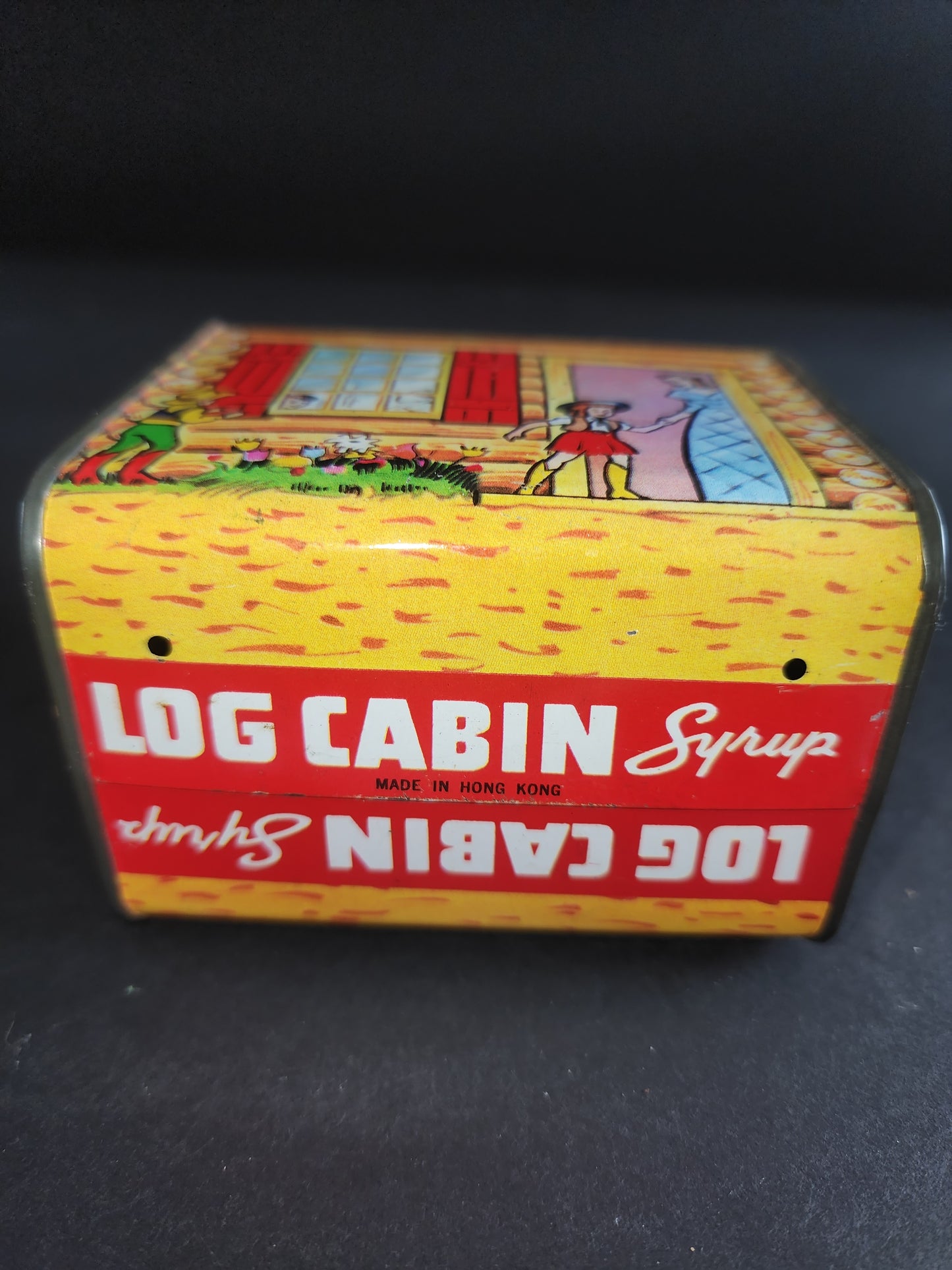 VINTAGE Towle's Log Cabin Syrup Tin Metal Promotional Coin Bank