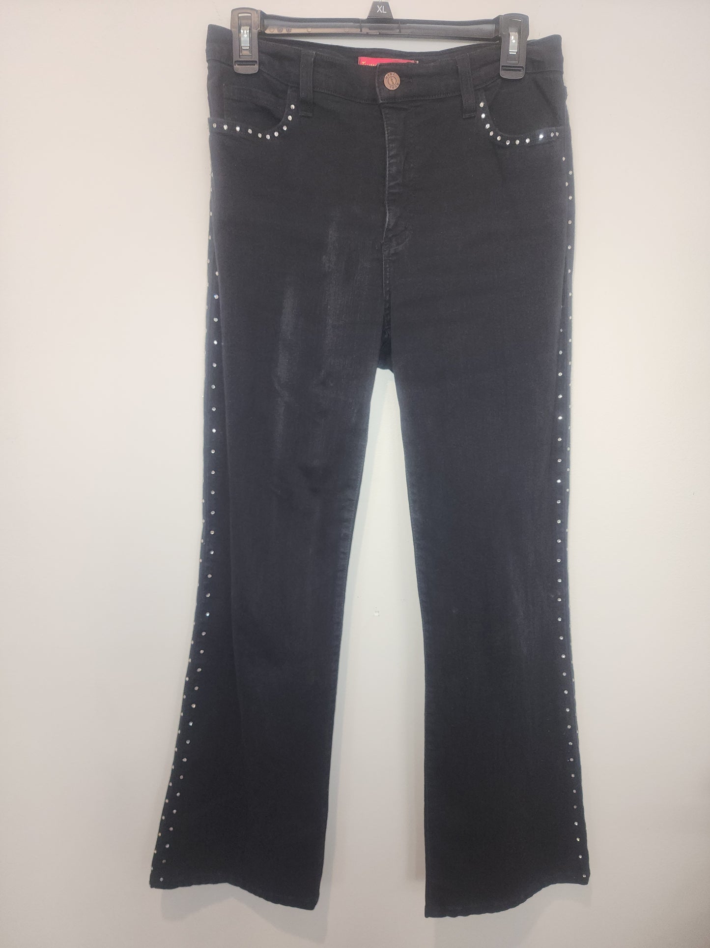 Black Jeans with diamond like studs 6 by NYDJ tummy tuck Jeans