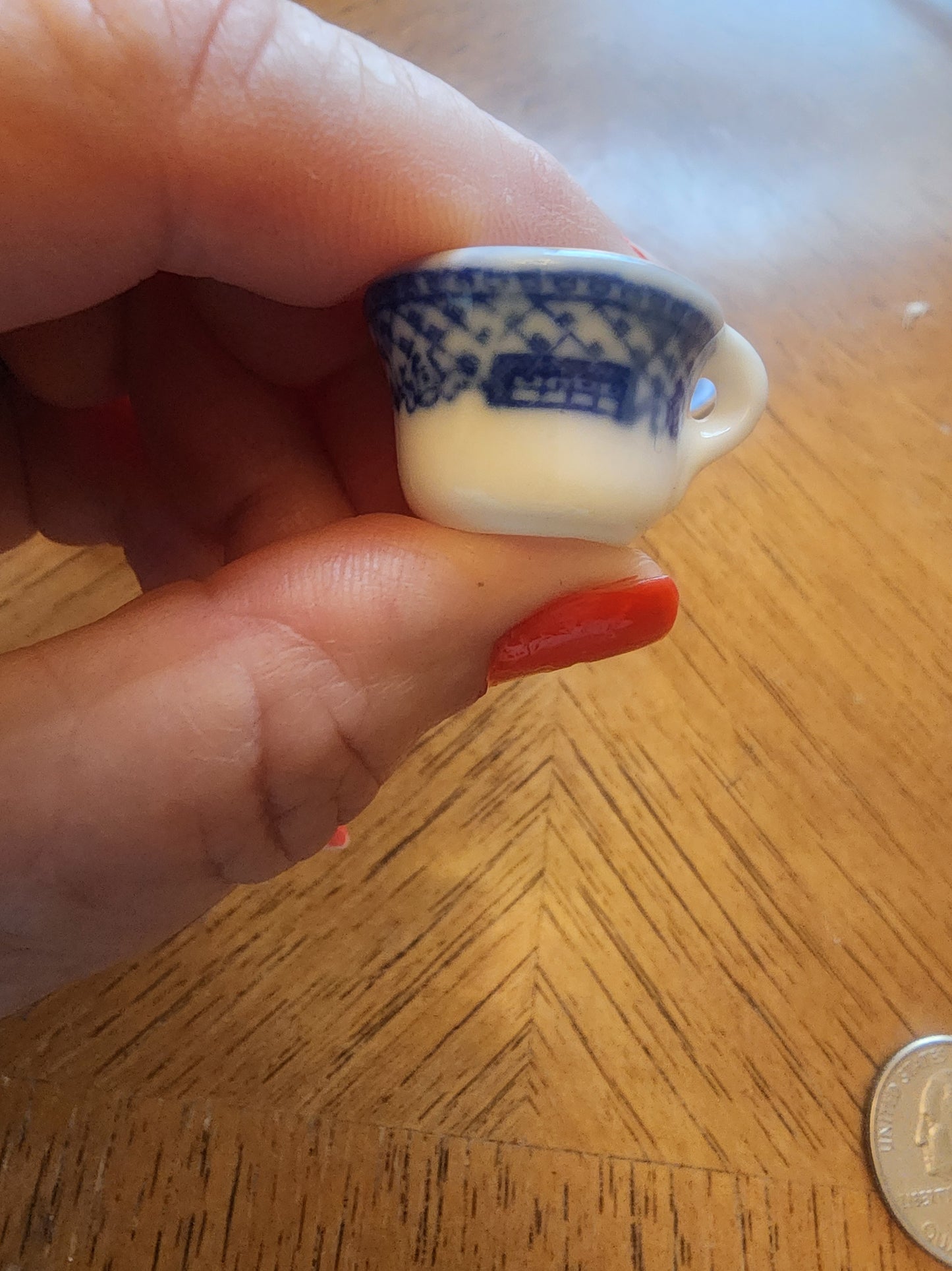 Miniature China teacups and saucer blue & white