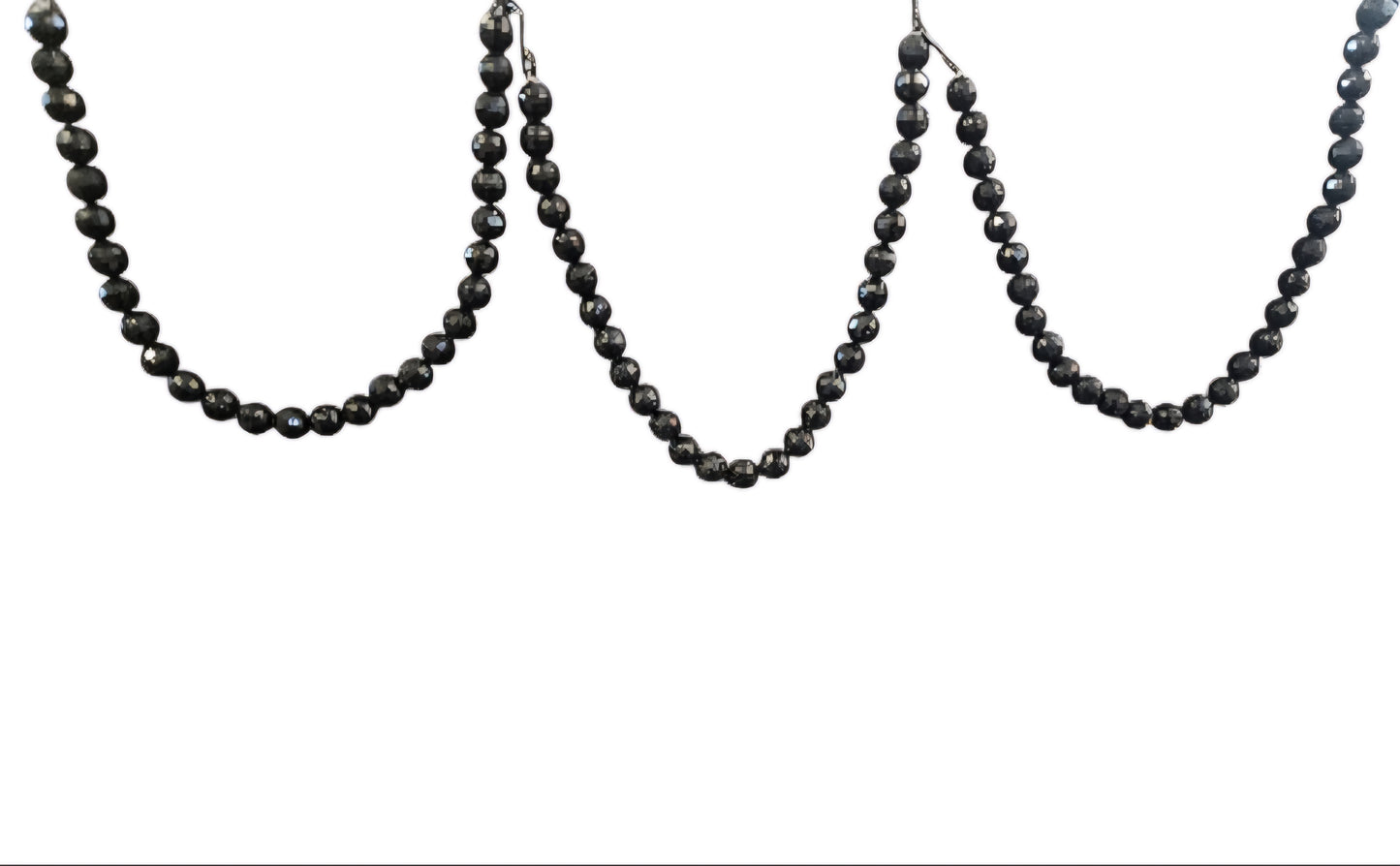 6 string black faceted beaded Ornaments with hooks on both ends