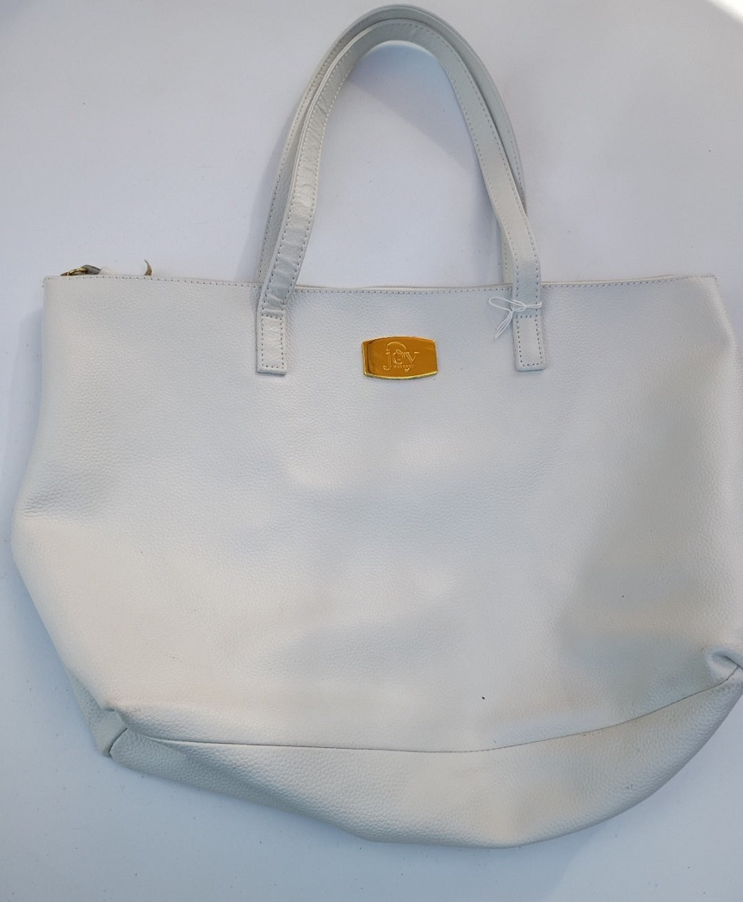 Joy Mangano white leather shopper tote bag.