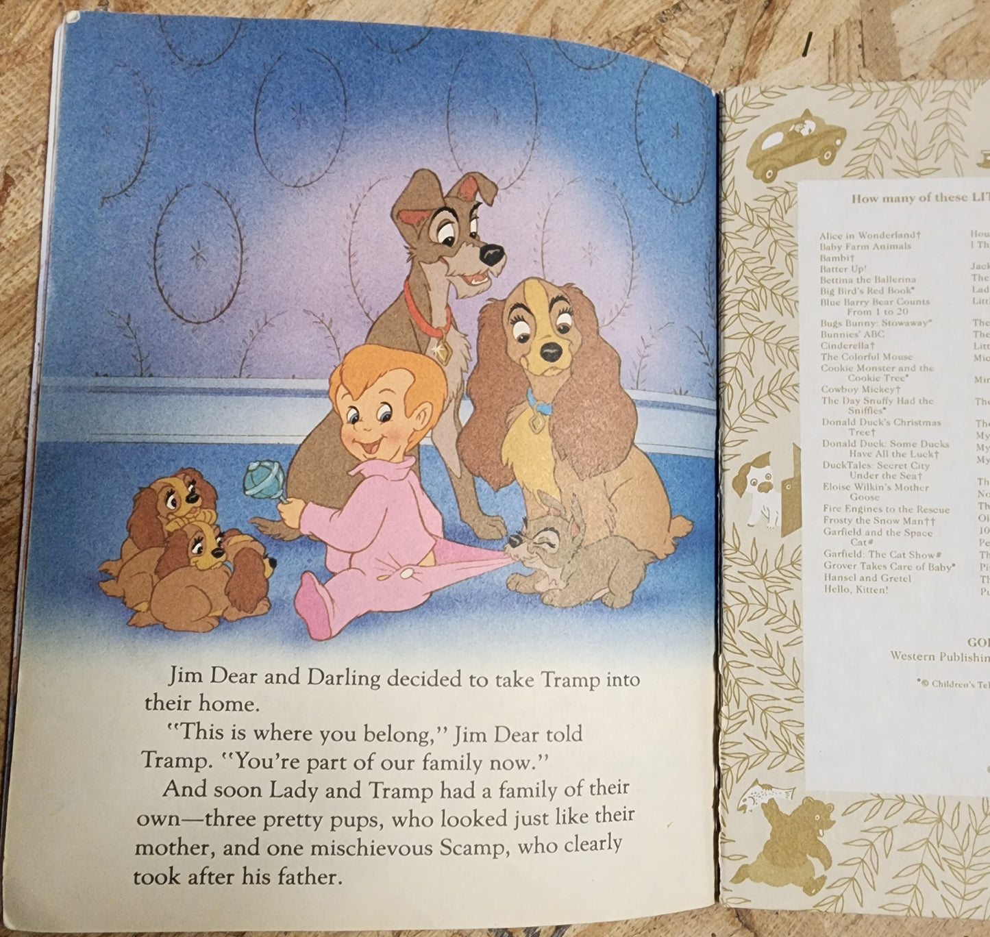 Vintage Book a Little Golden Book Walt Disney's Lady And The Tramp (1991)