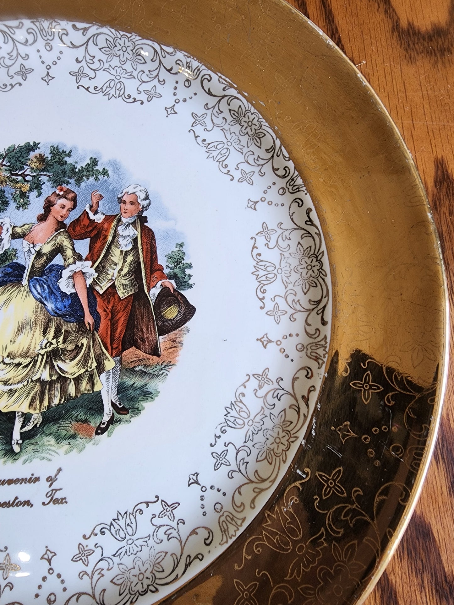 Vintage Sabin Crest-O-Gold 22k Warranted Plate - Souvenir of Galveston, Texas