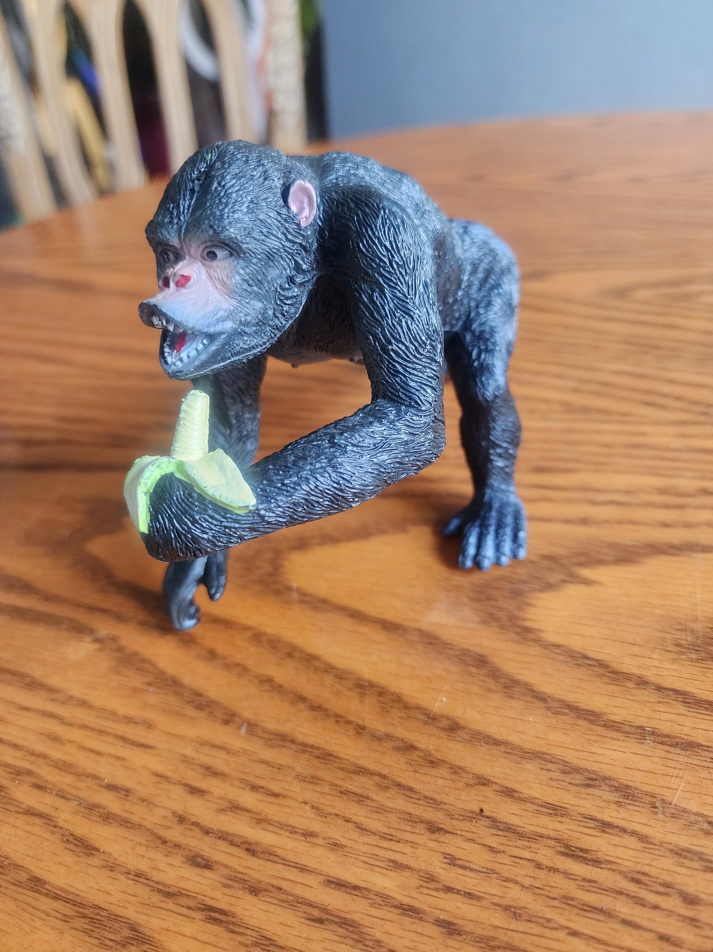 Chimpanzee with Banana – Realistic Wildlife Figurine