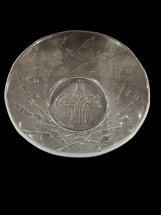 1 Coca-Cola Bottle Embossed Clear Glass Bowl 6 1/8" Diameter