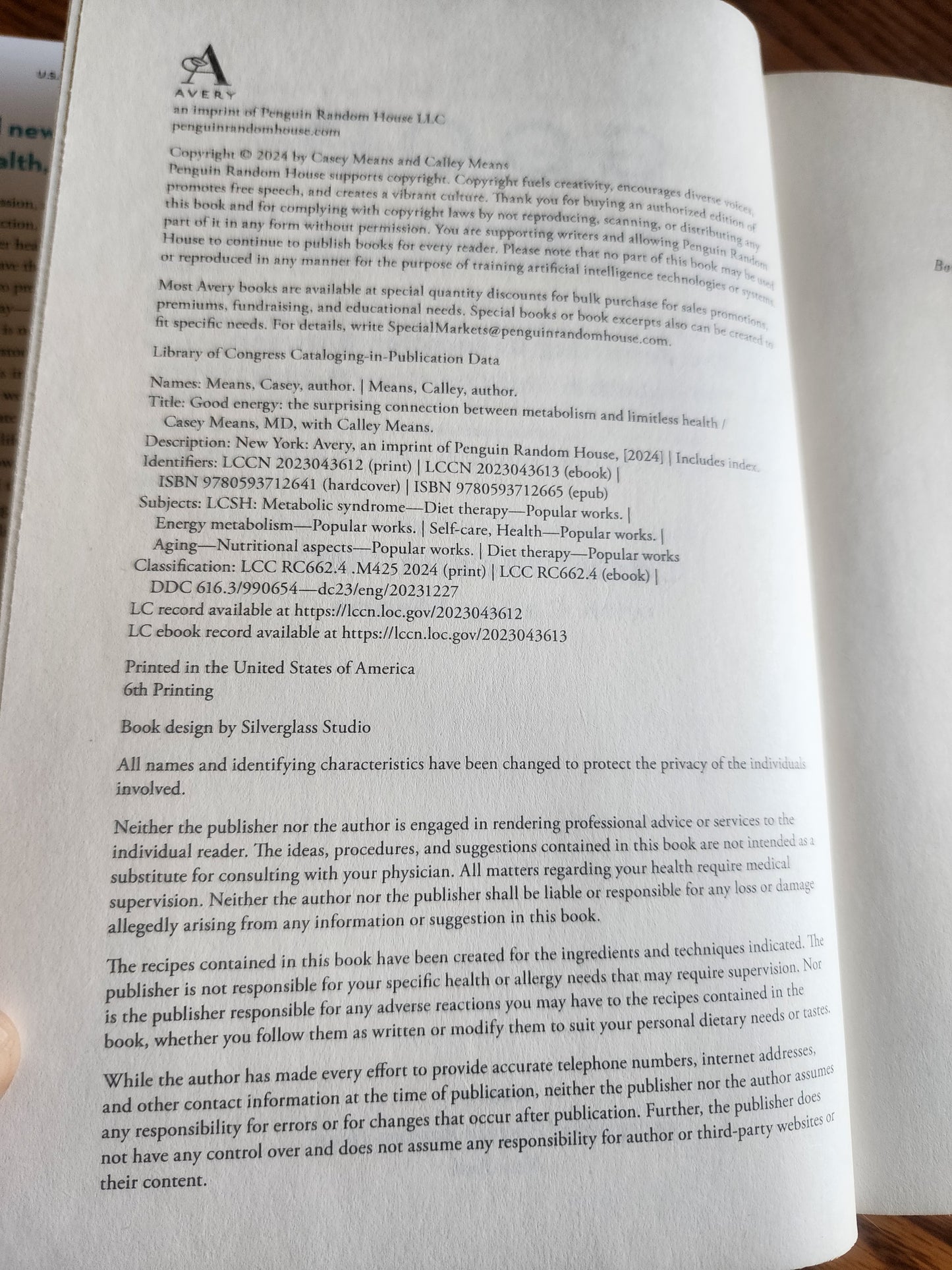 Good Energy by Dr. Casey Means HC book Connection Between Metabolism & Health
