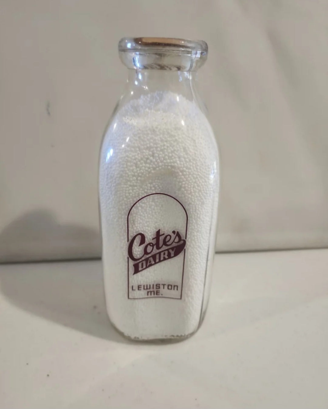 Vintage Cote's Dairy Milk Bottle Lewiston Maine  glass jug 8.75" tall