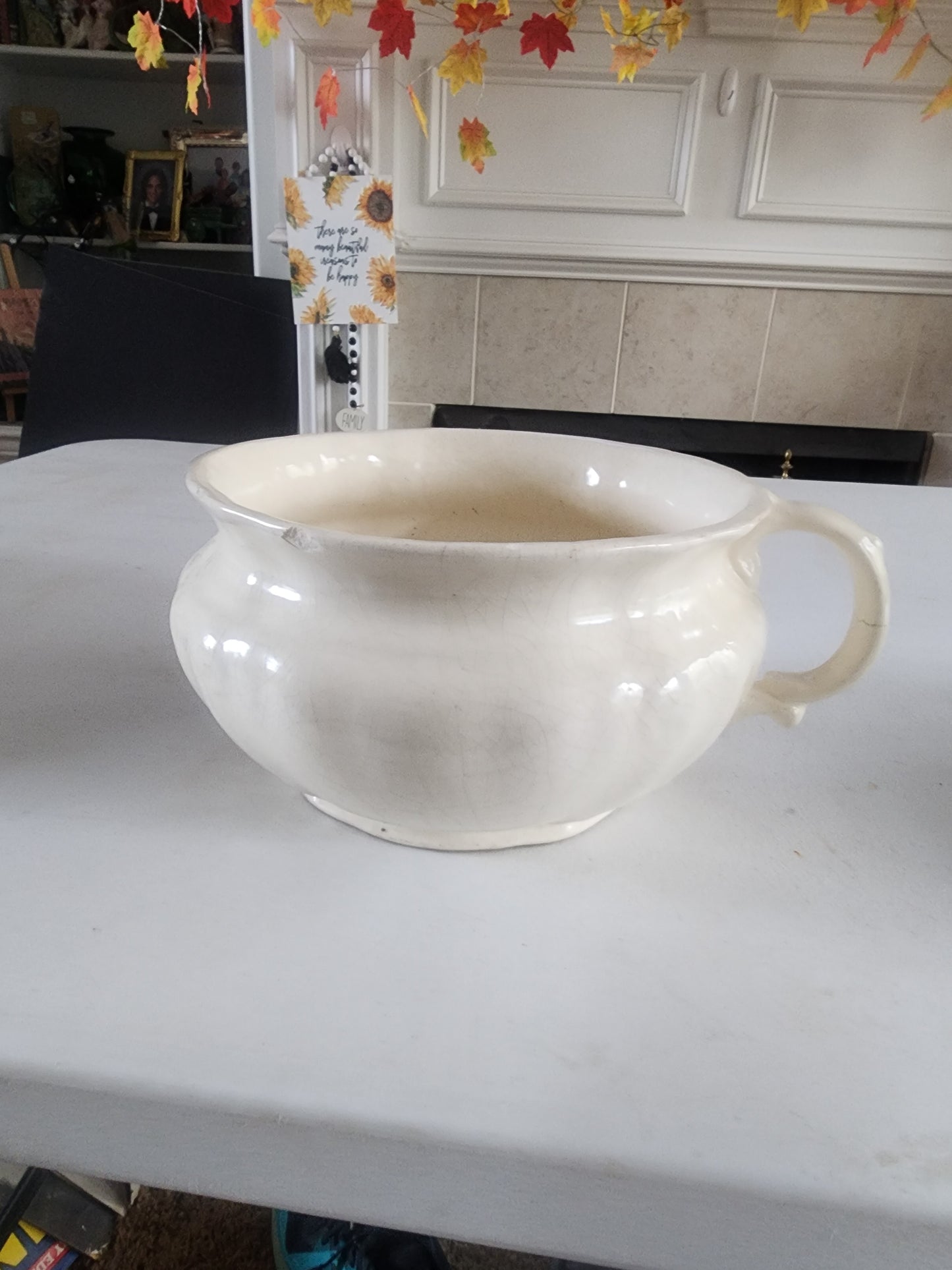 Vintage Antique ironstone off-White Chamber Pot