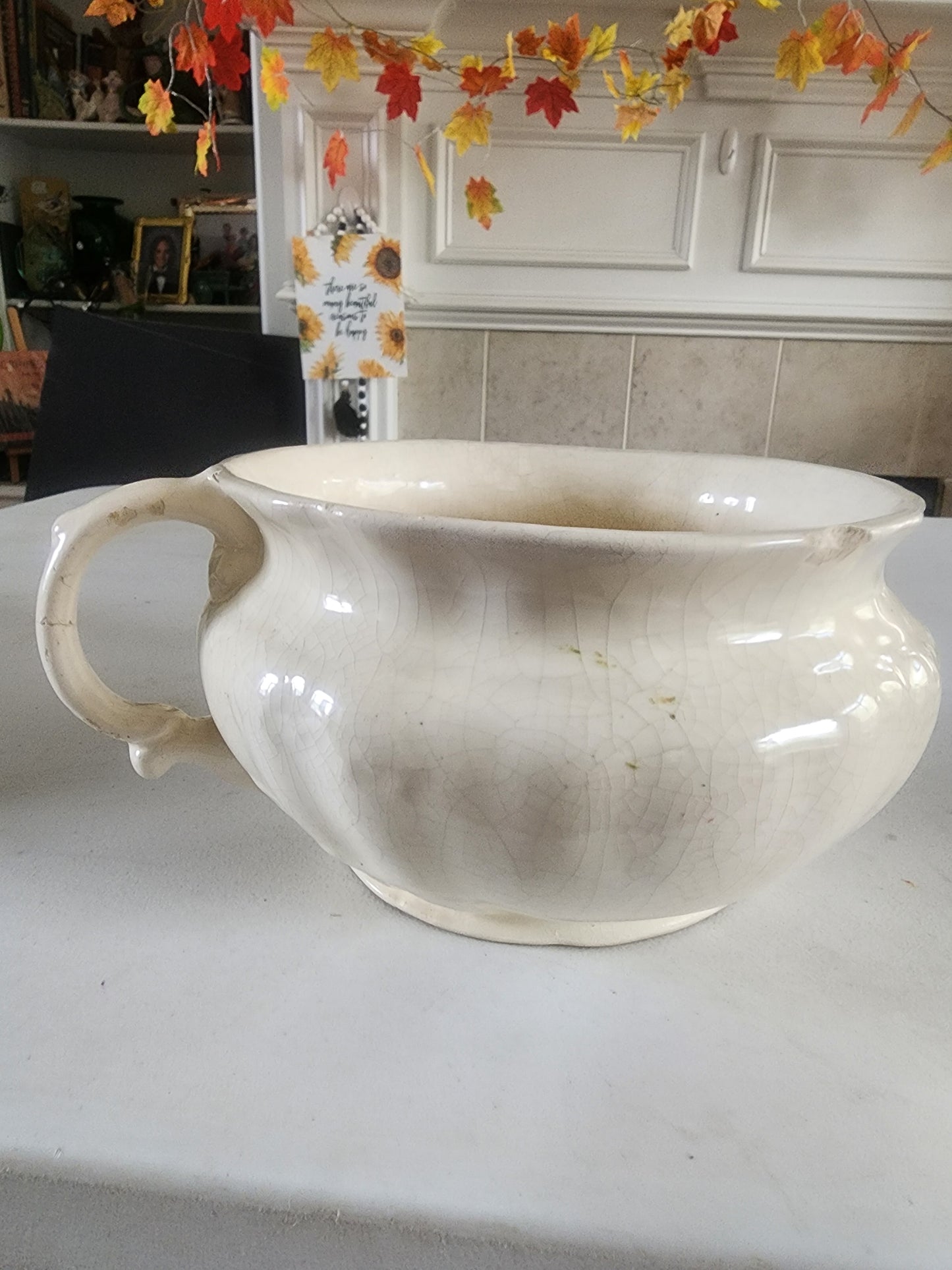 Vintage Antique ironstone off-White Chamber Pot