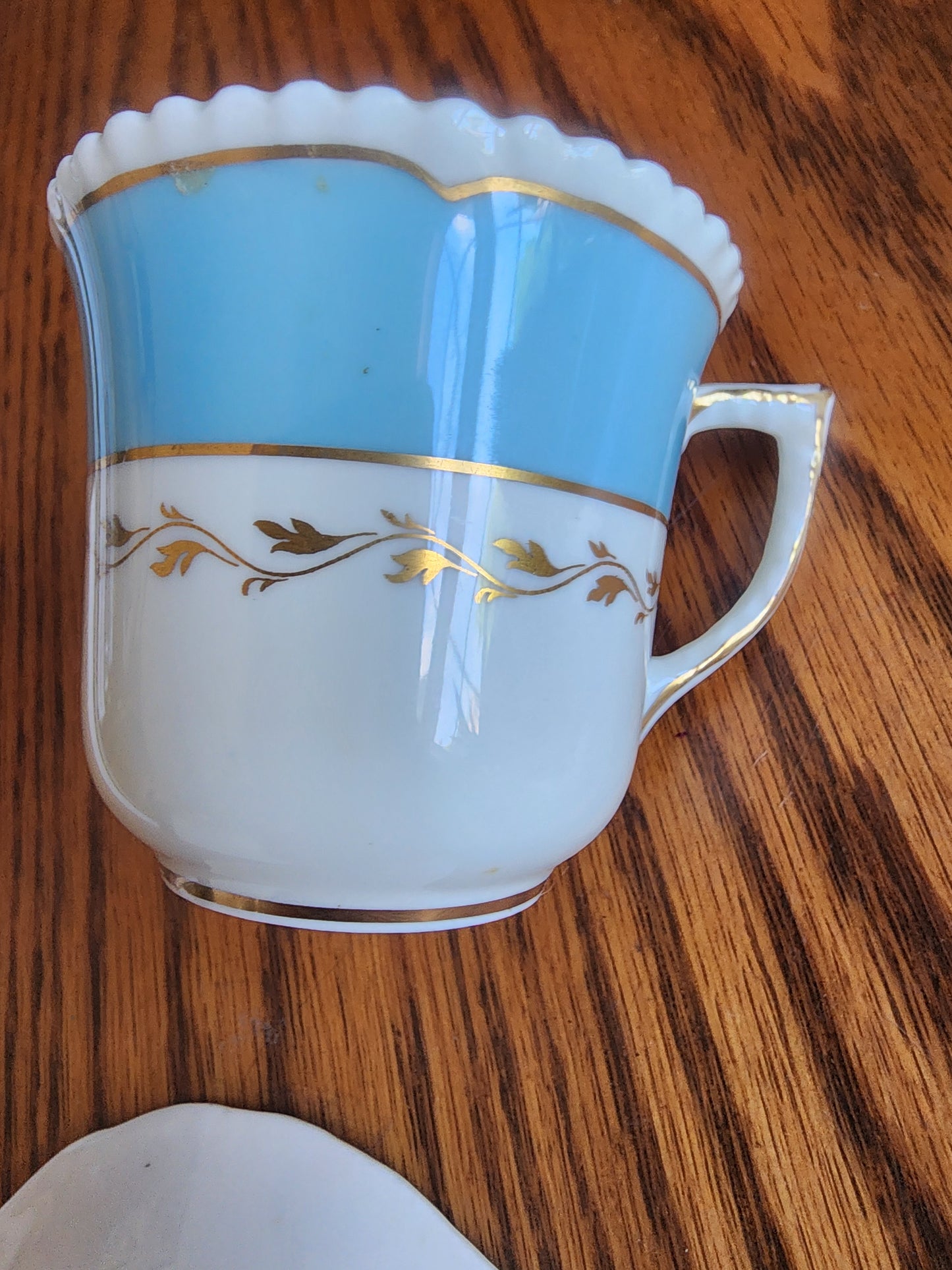 Vintage 1950 Royal Doulton Demitasse Cup & Saucer - Pattern V2005 - Turquoise &