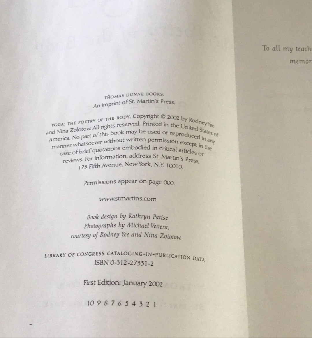 Yoga the Poetry of the body by Rodney Yee softcover Book