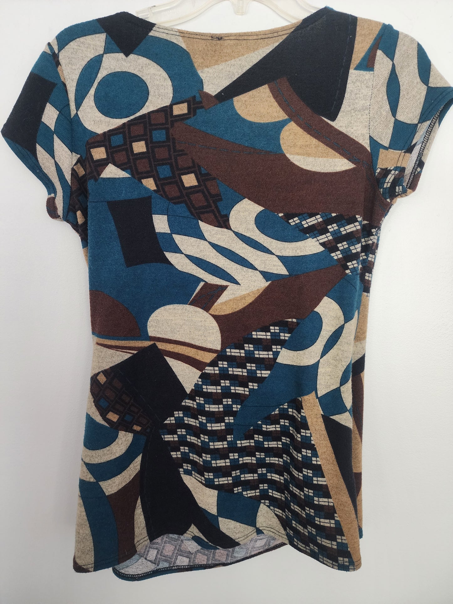 Jason Maxwell multicolr Geometric  Poly Wrap Knit Top Size M