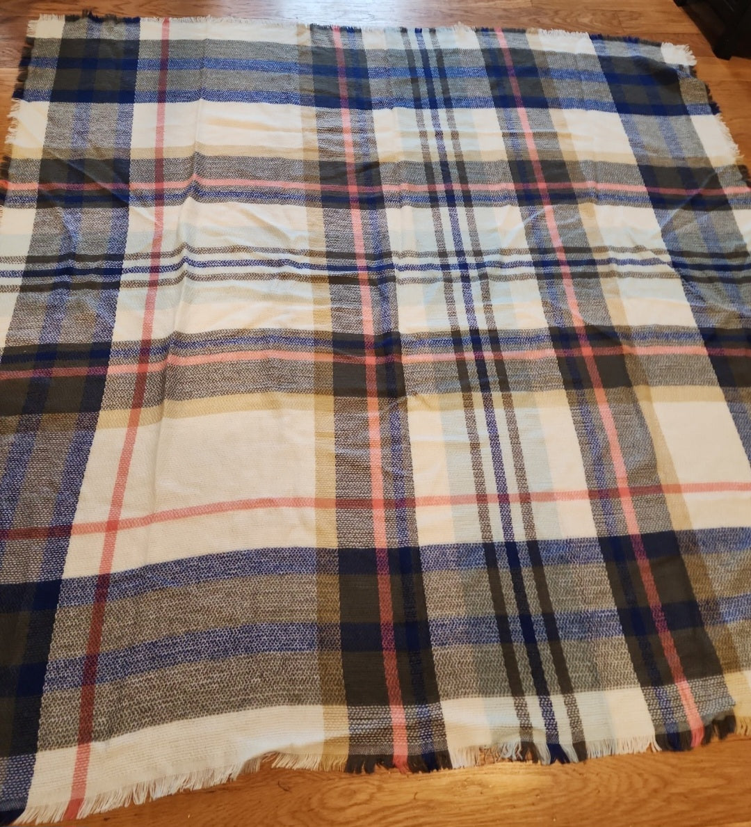 Versatile Throw scarf or shaw 54" x 54" Plaid very cozy