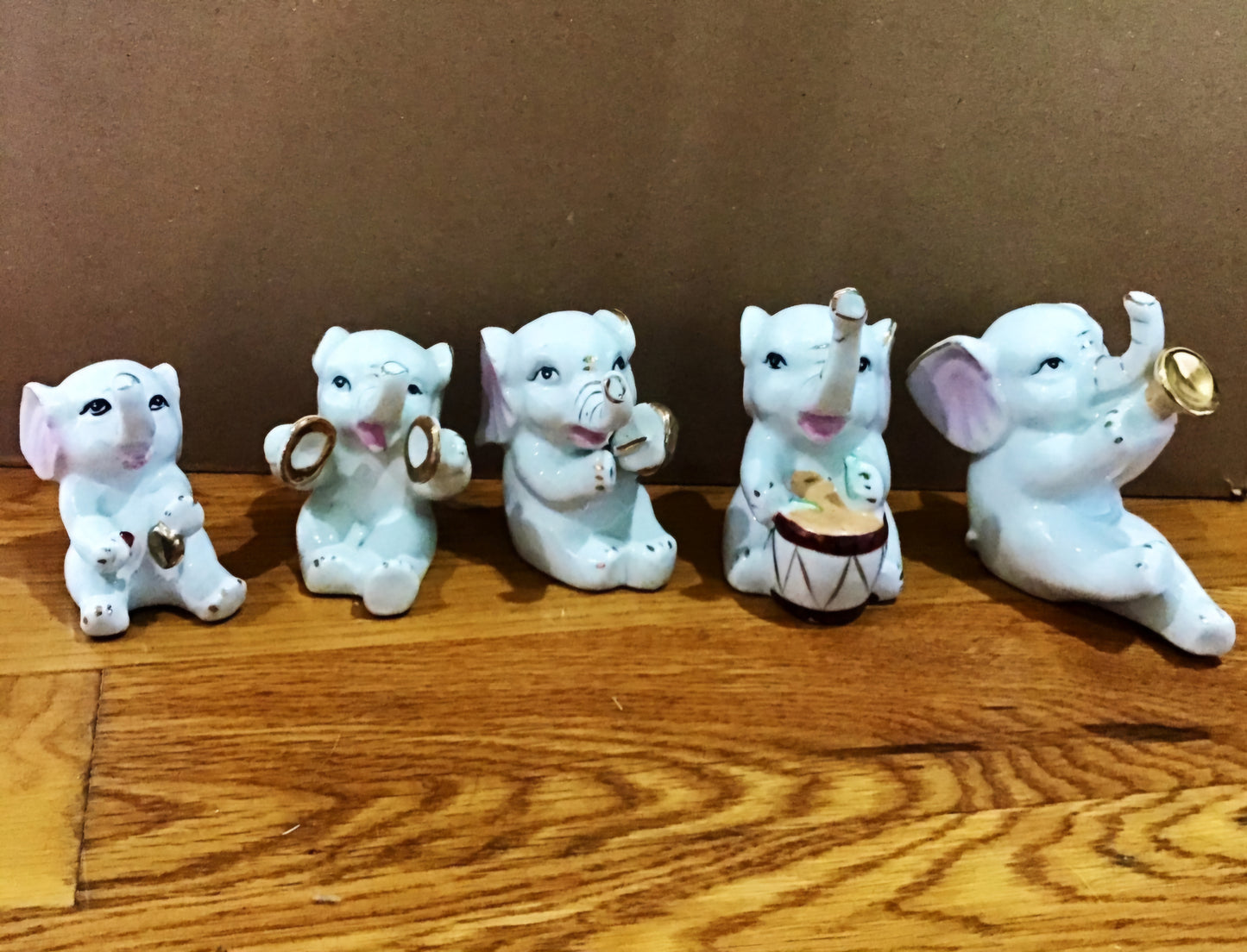 5  Vintage Orchestra band White Porcelain Elephants