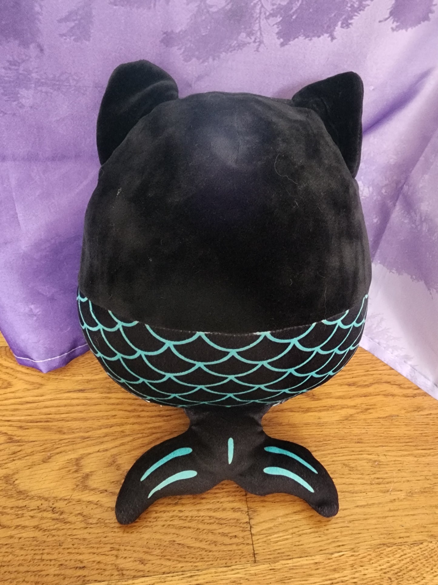 Sheikla 8" Squishmallow Black Teal Skeleton Mermaid Cat Halloween Plush Toy