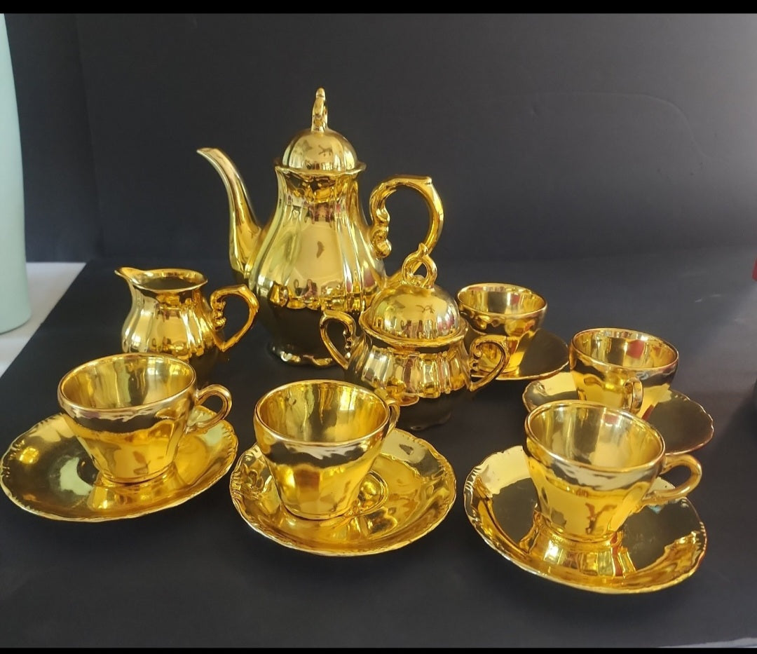 Vintage Gold Plated Coffee Tea Set 15 PC set  Made in Japan