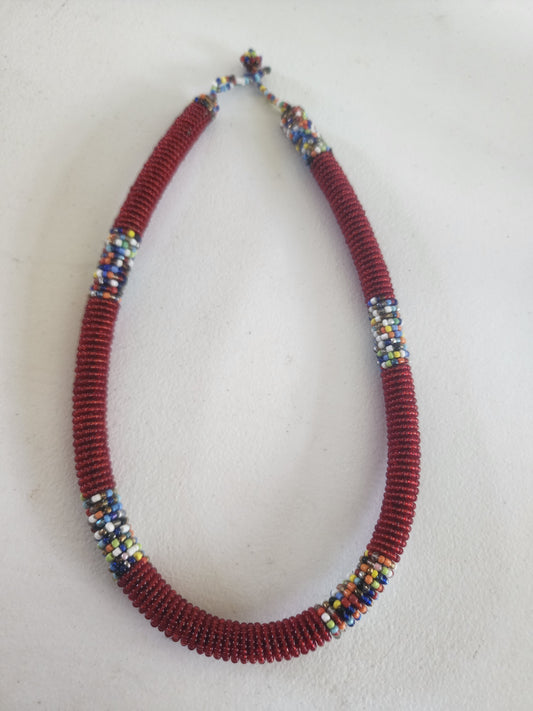 African Maasai short Rope seeded Necklace 21"