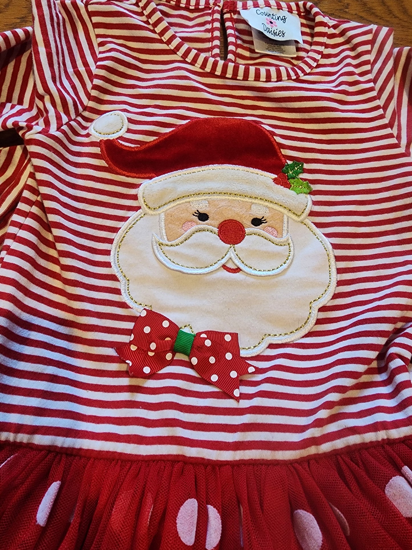 Festive Fun: Counting Daisies Girls' 4T Santa Christmas Dress!
