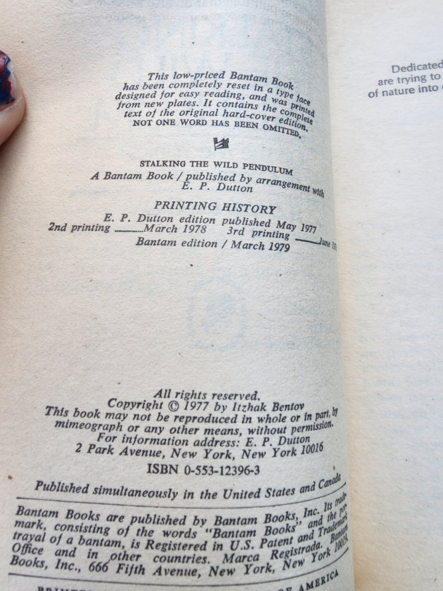 Stalking the Wild Pendulum: On the Mechanics of Consciouness (Paperback) 1977,