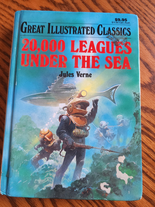 1992 Great Illustrated Classics edition of "20,000 Leagues Under the Sea" by Jules Verne. Hardcover format.