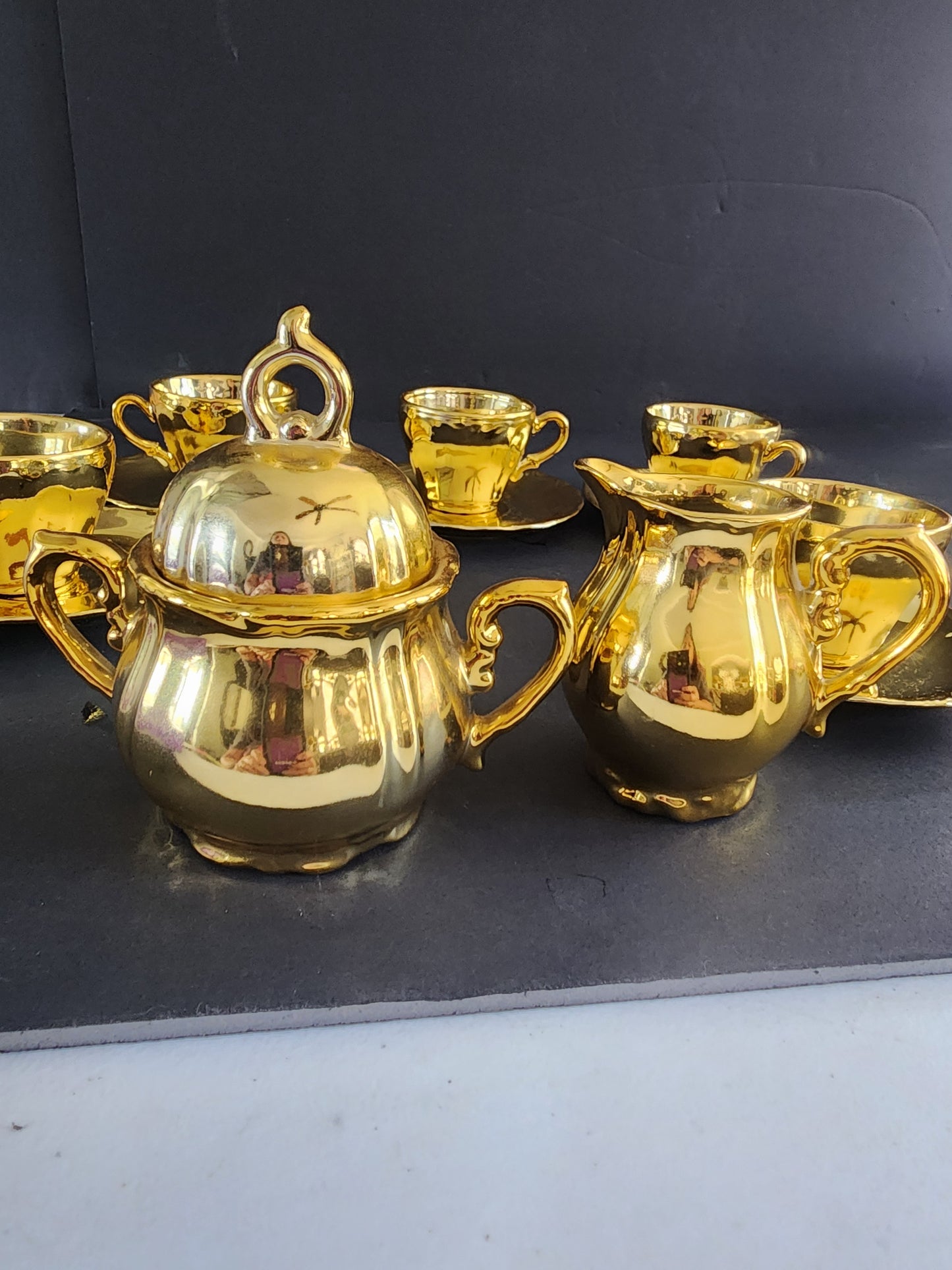 Vintage Gold Plated Coffee Tea Set 15 PC set  Made in Japan