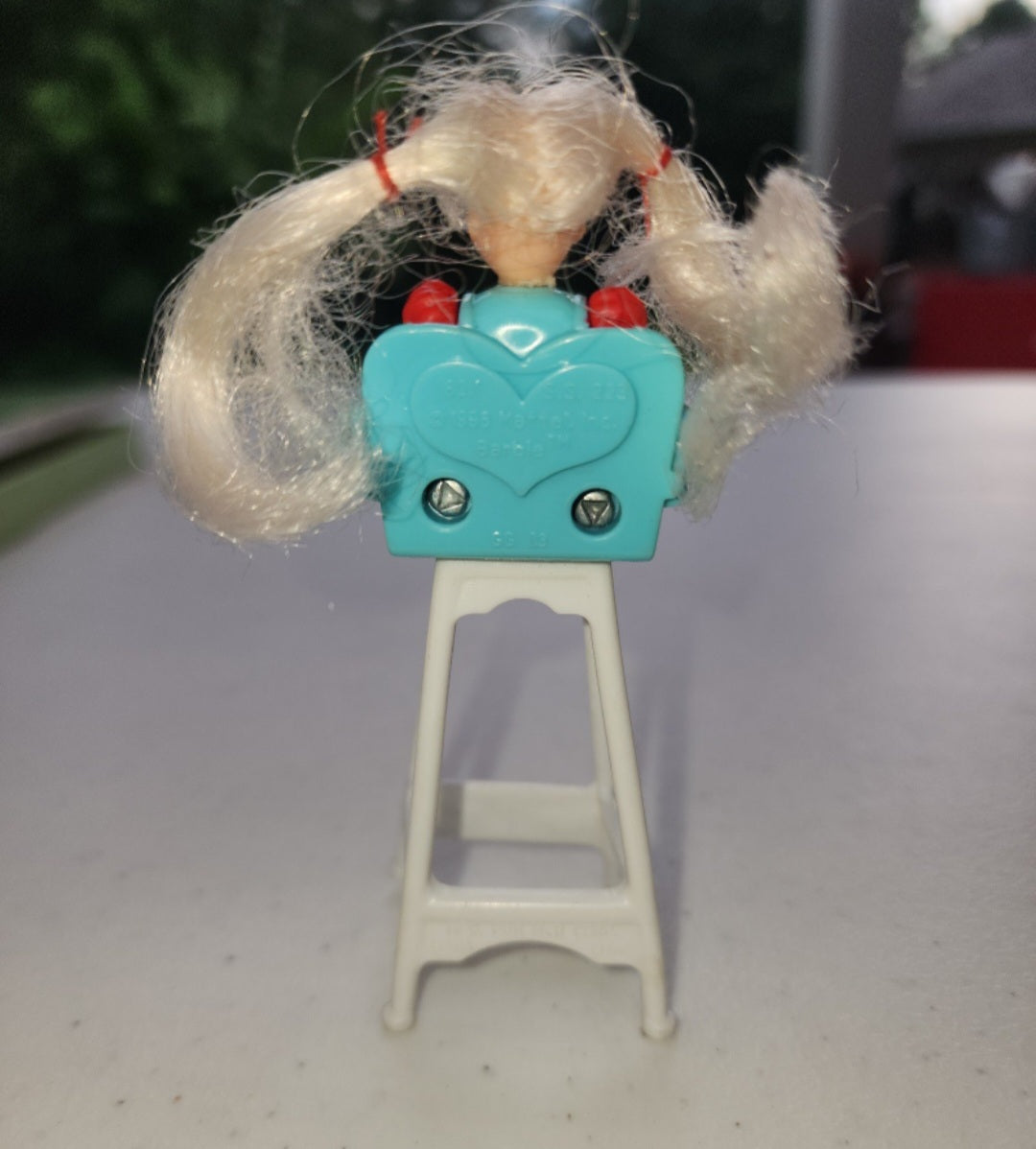 McDonald’s Happy Meals Toy Barbie Kelly Doll In High Chair Mattel 1998 Works