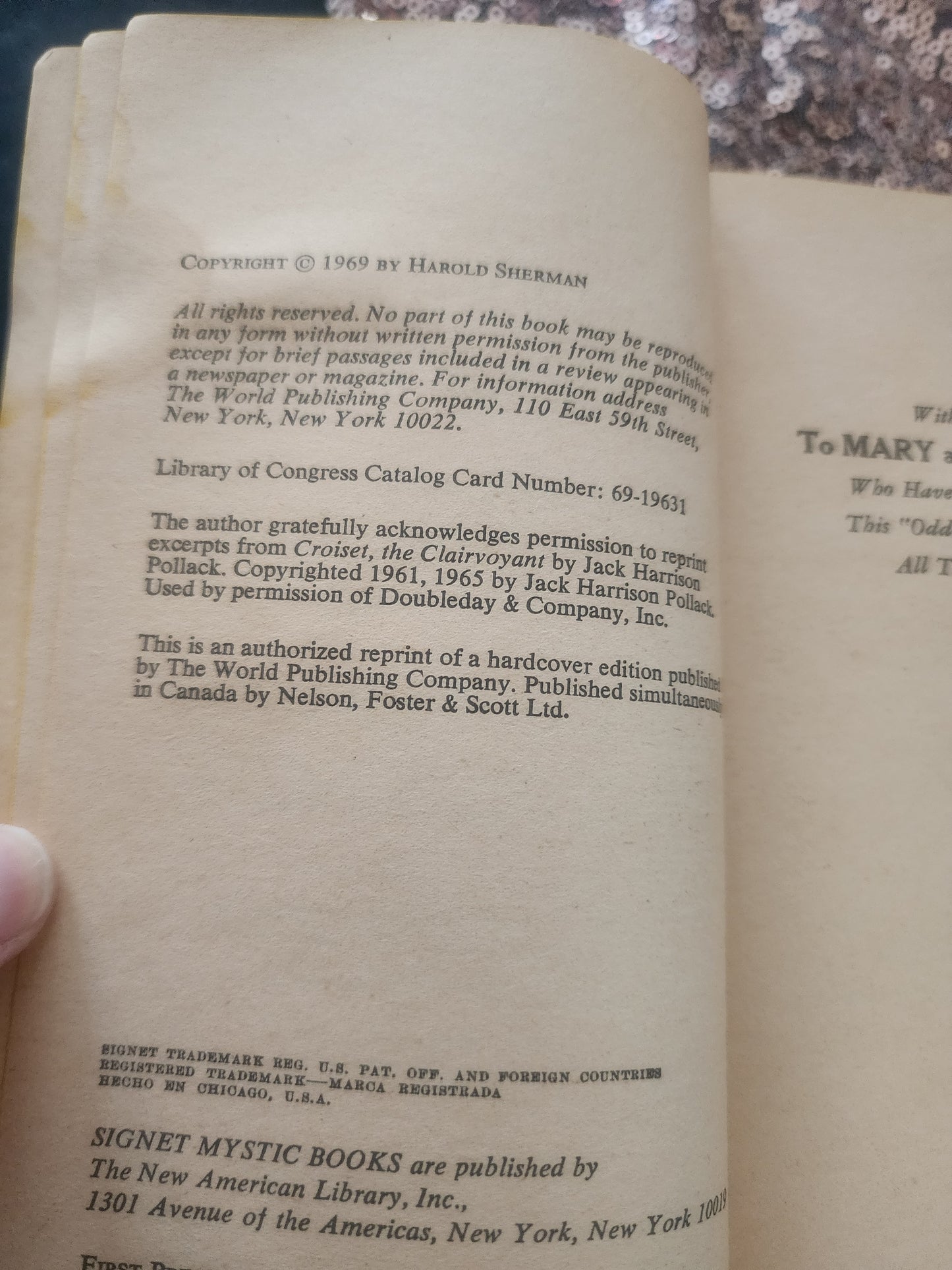 Your Mysterious Powers Of ESP by: Harold Sherman Signet 1969